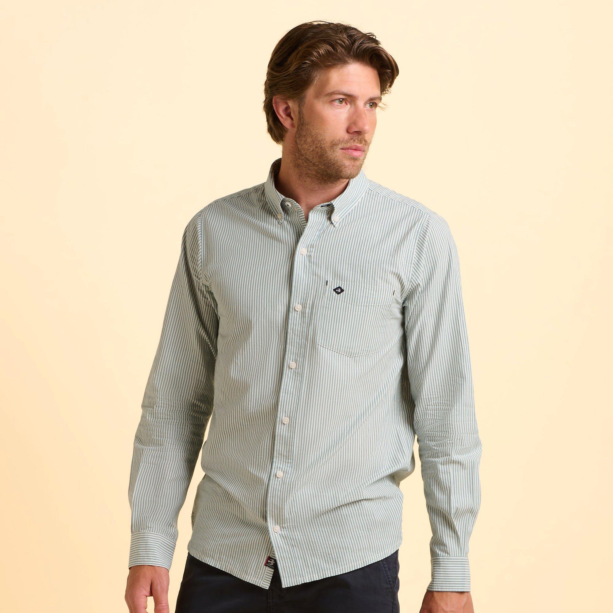 Brakeburn Men's Evershot Stripe Shirt - Blue - UK S