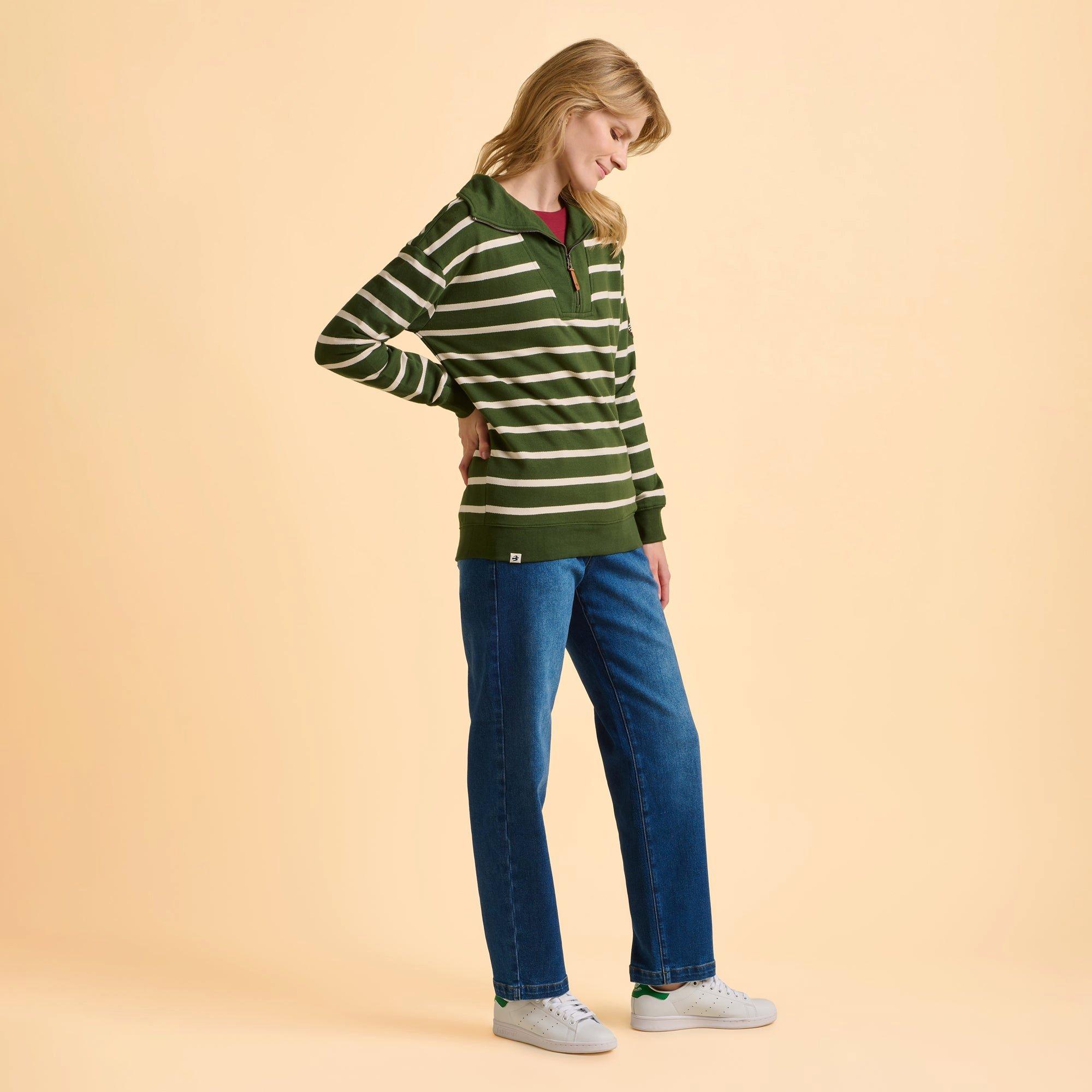 Green - Brakeburn - Charmouth Quarter Zip Sweatshirt - 3