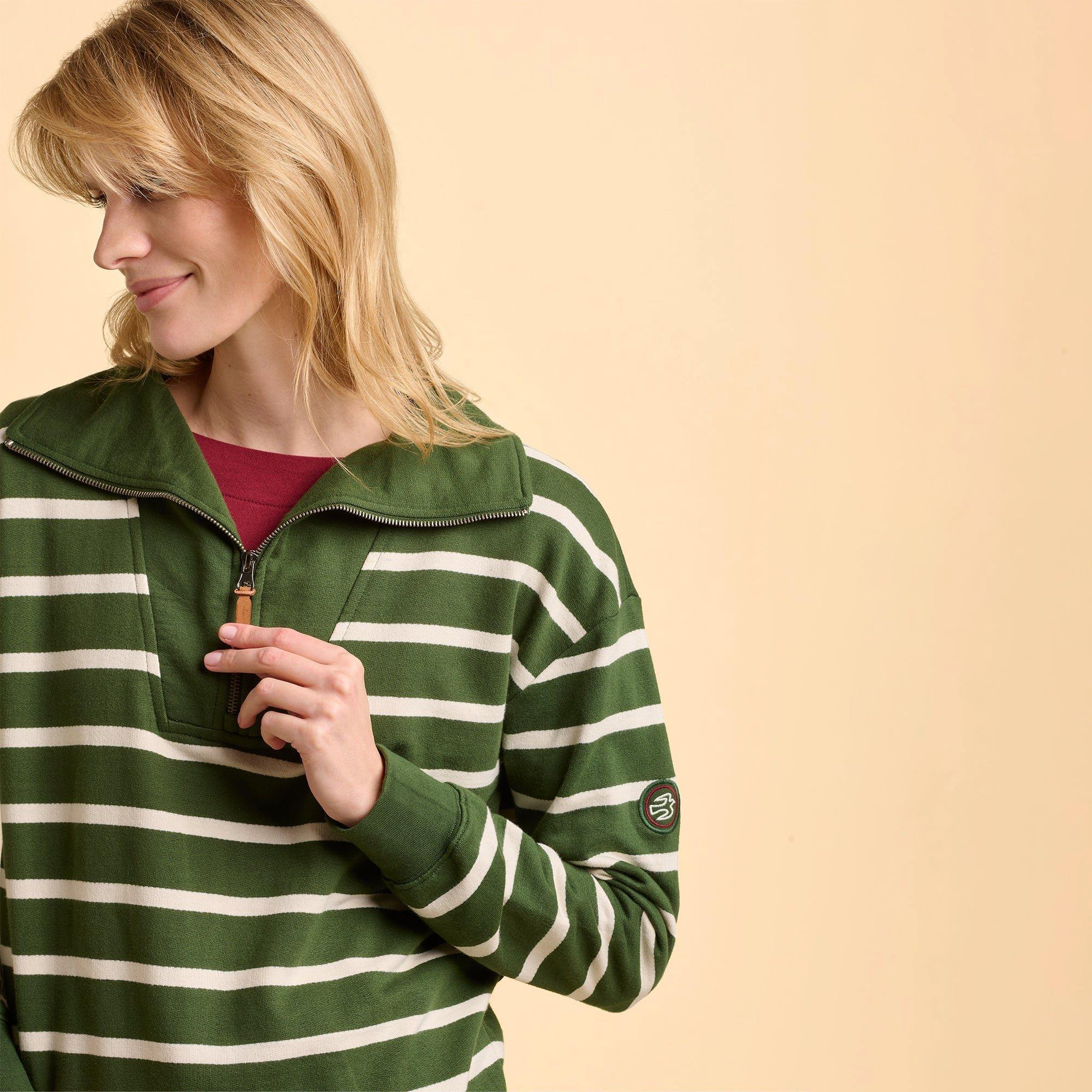 Green - Brakeburn - Charmouth Quarter Zip Sweatshirt - 4