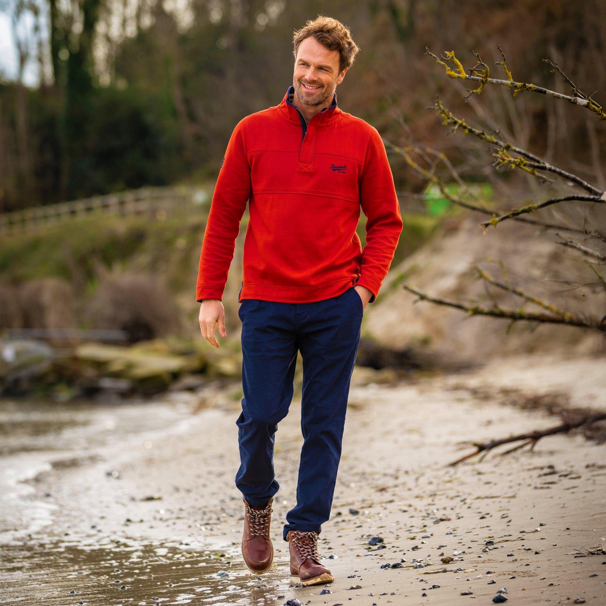 Brakeburn Men's Worbarrow Quarter Zip Sweatshirt - Rust - UK M