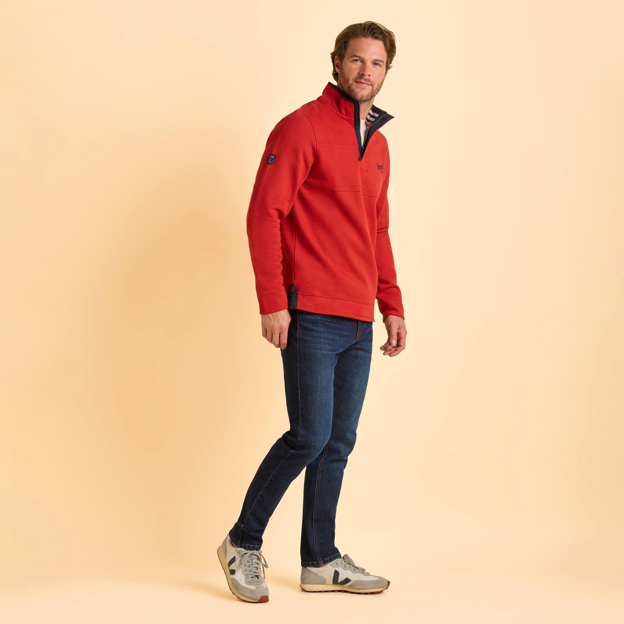 Rust - Brakeburn - Worbarrow Quarter Zip Sweatshirt - 4