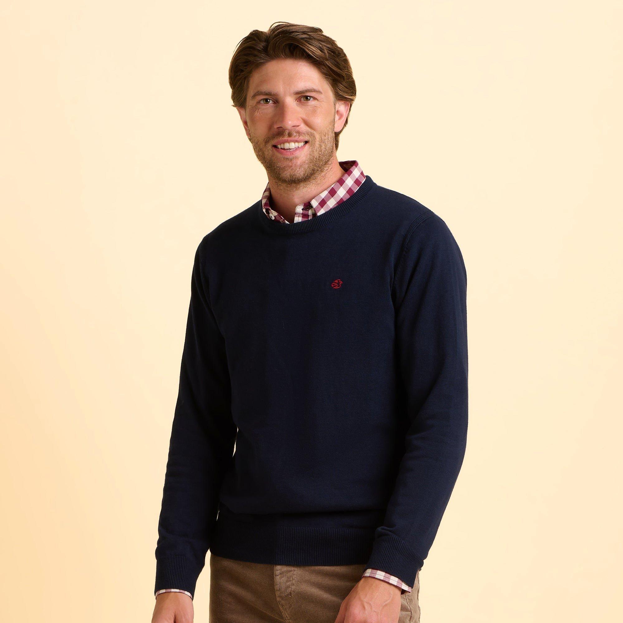 Navy - Brakeburn - Atworth Crew Neck Jumper - 1