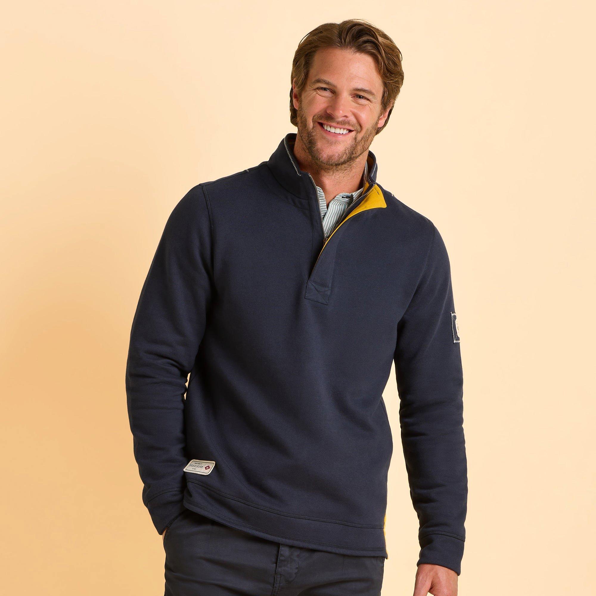 Navy - Brakeburn - Abbotsbury Quarter Zip Sweatshirt - 1