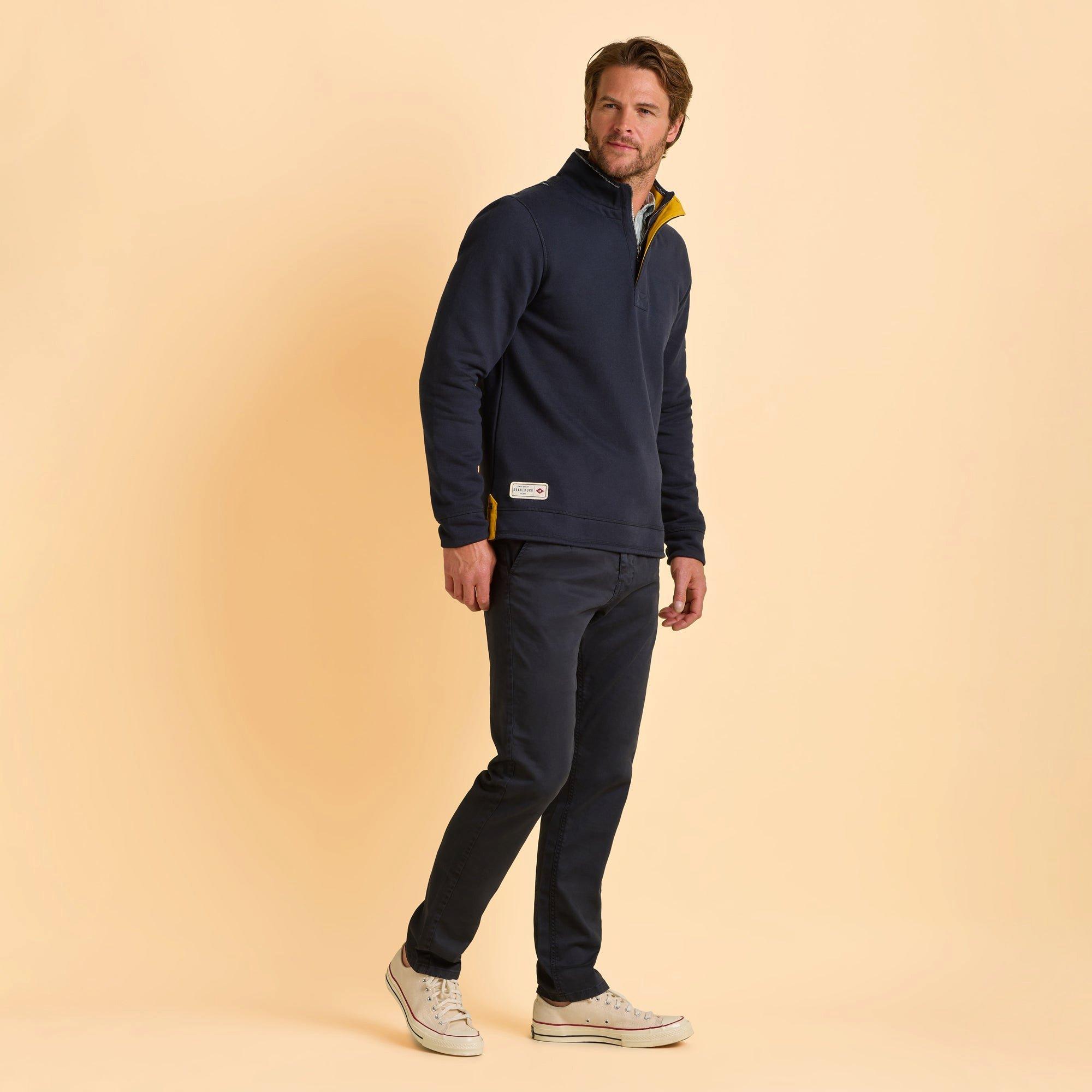 Navy - Brakeburn - Abbotsbury Quarter Zip Sweatshirt - 3