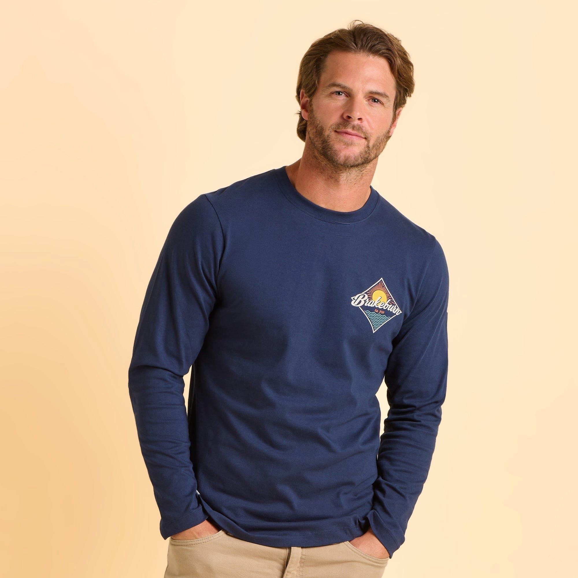 Navy - Brakeburn - Tasley Long Sleeve T-Shirt - 1