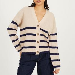Brave Soul V-neck Fisherman Knit Striped Cardigan