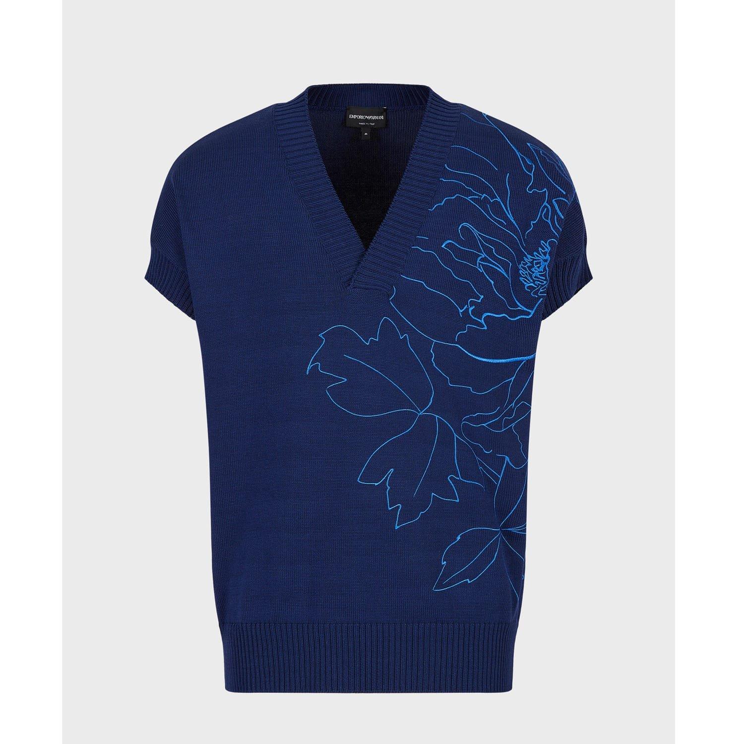 Blue - Emporio Armani - V-Neck Sweater - 4
