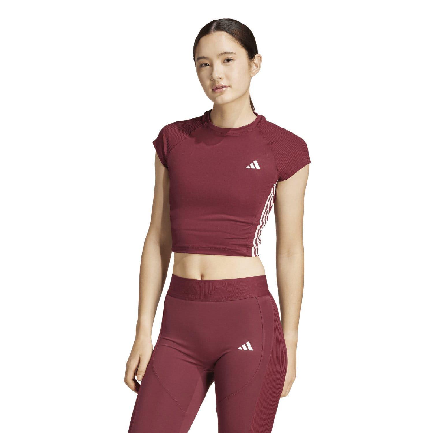 Red - adidas - Hyperglam Rib T-Shirt - 1