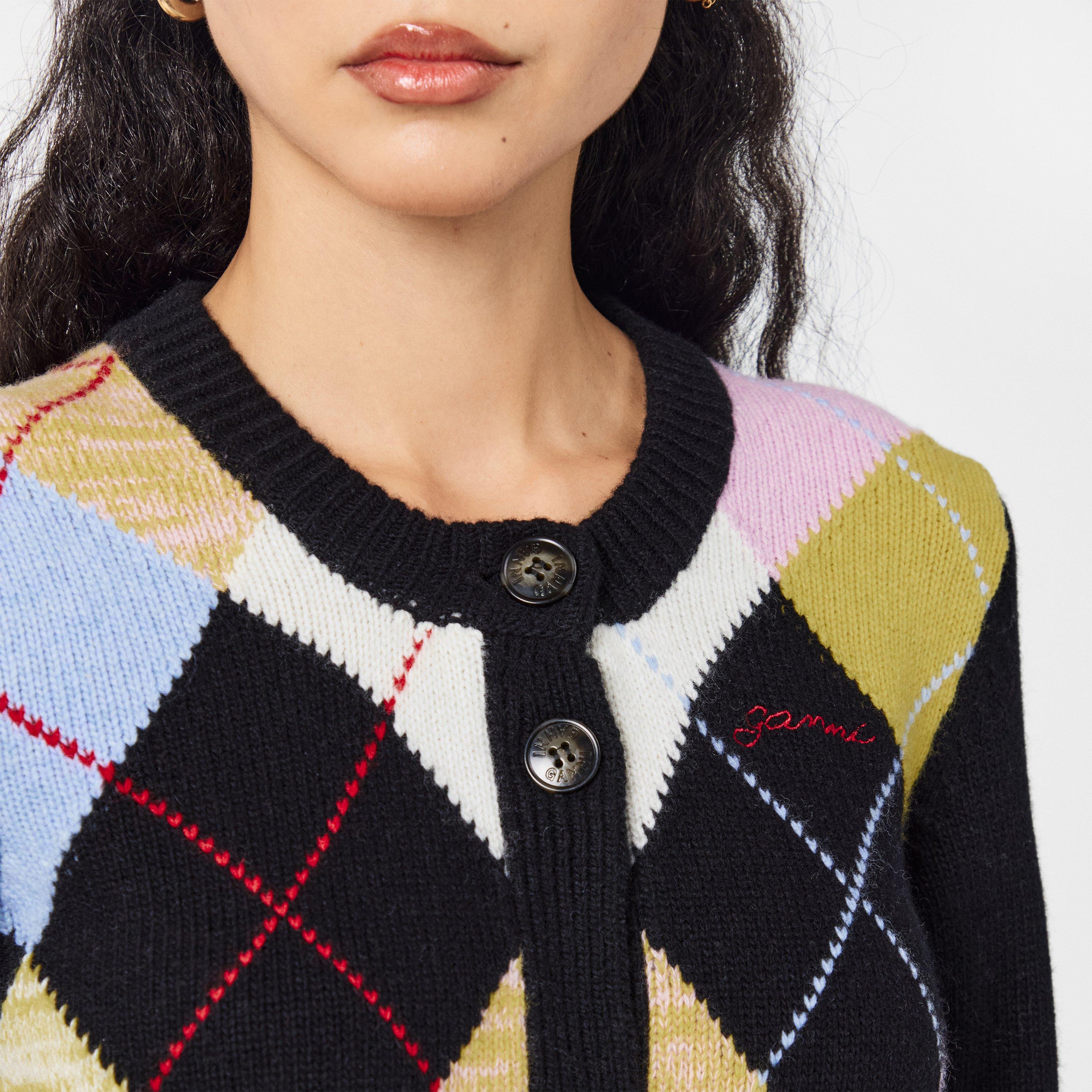 Multicolour - Ganni - Women's Mix Knitted Cardigan - 4