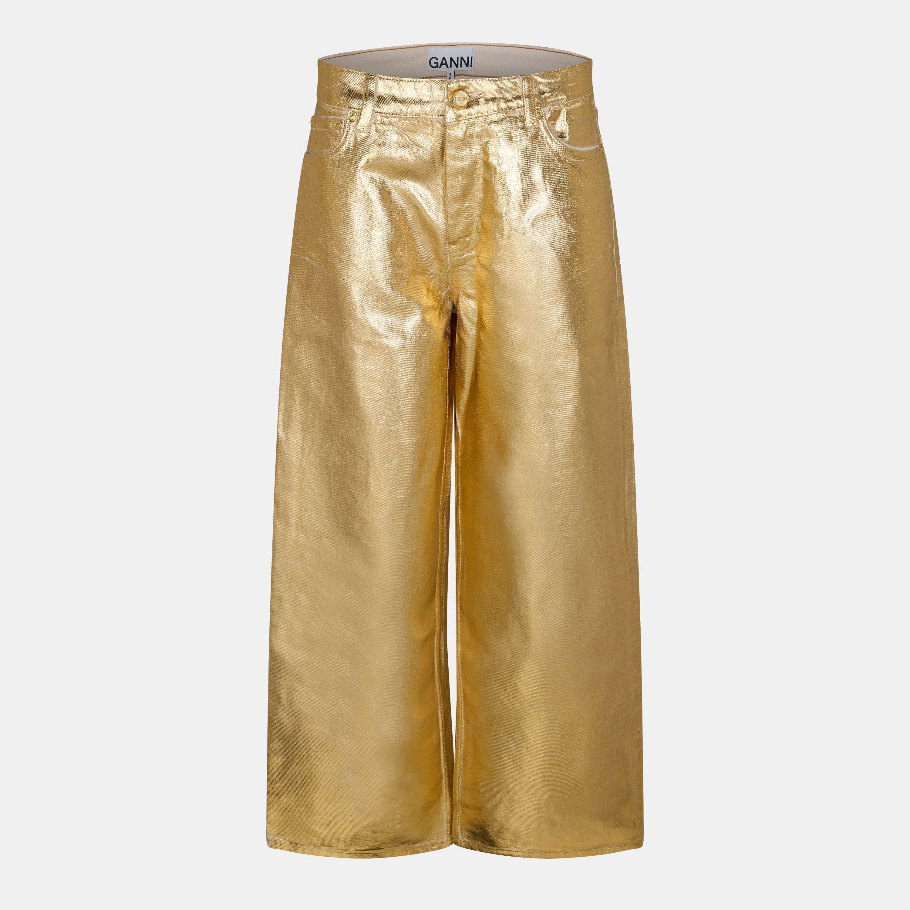 Ganni Women's Foil Jn Wide Leg Jeans - Egret - Size 25 L32