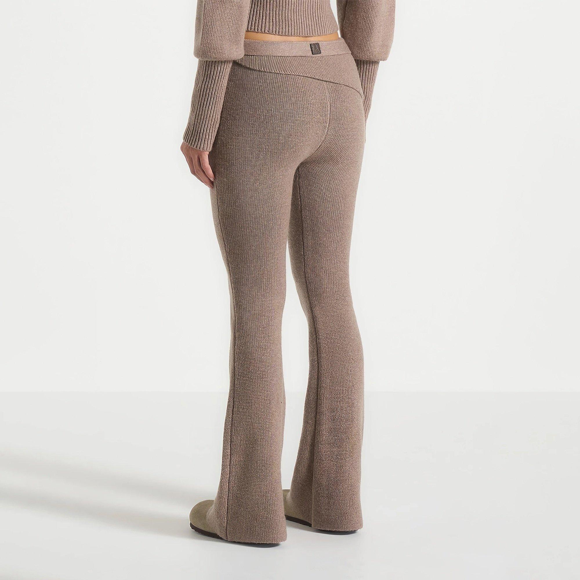 Beige - Maniere De Voir - Women’s Knitted Fit & Flare Leggings - 3