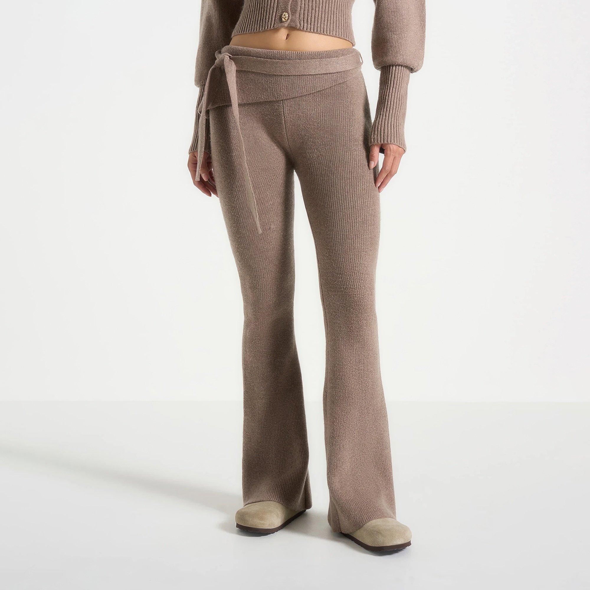 Beige - Maniere De Voir - Women’s Knitted Fit & Flare Leggings - 6