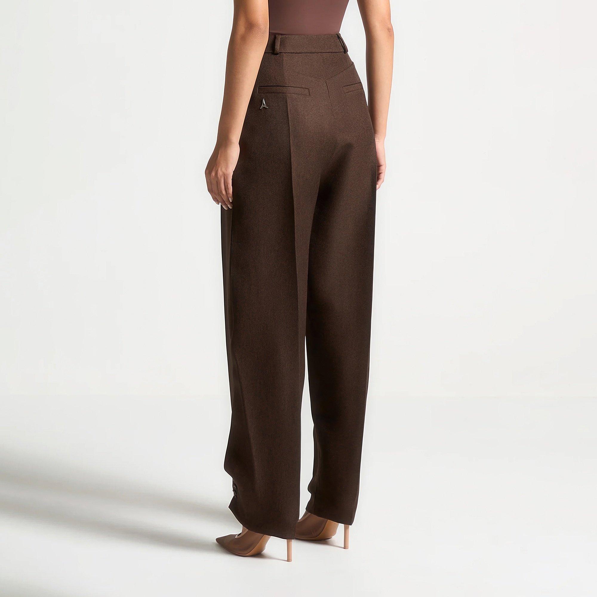 Brown - Maniere De Voir - Women’s Twist Leg Tailored Trousers - 3