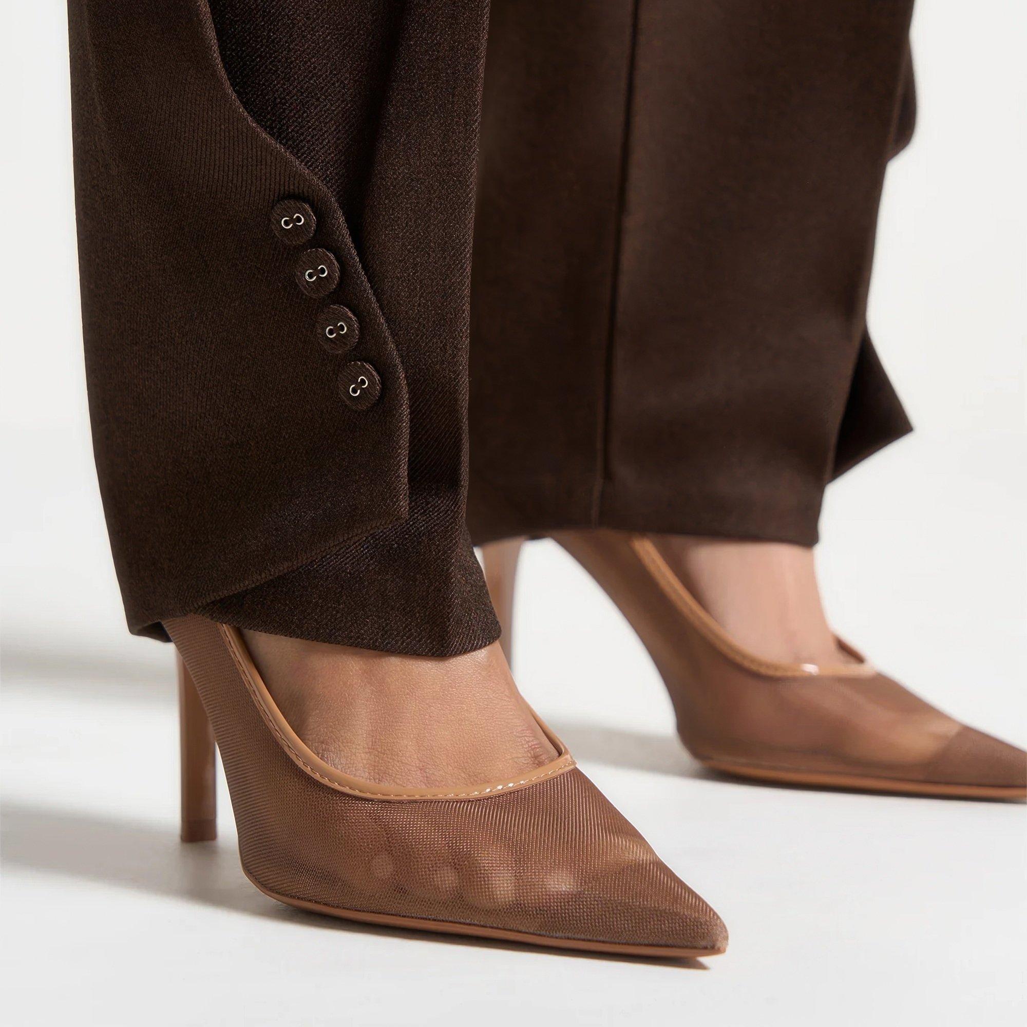 Brown - Maniere De Voir - Women’s Twist Leg Tailored Trousers - 4