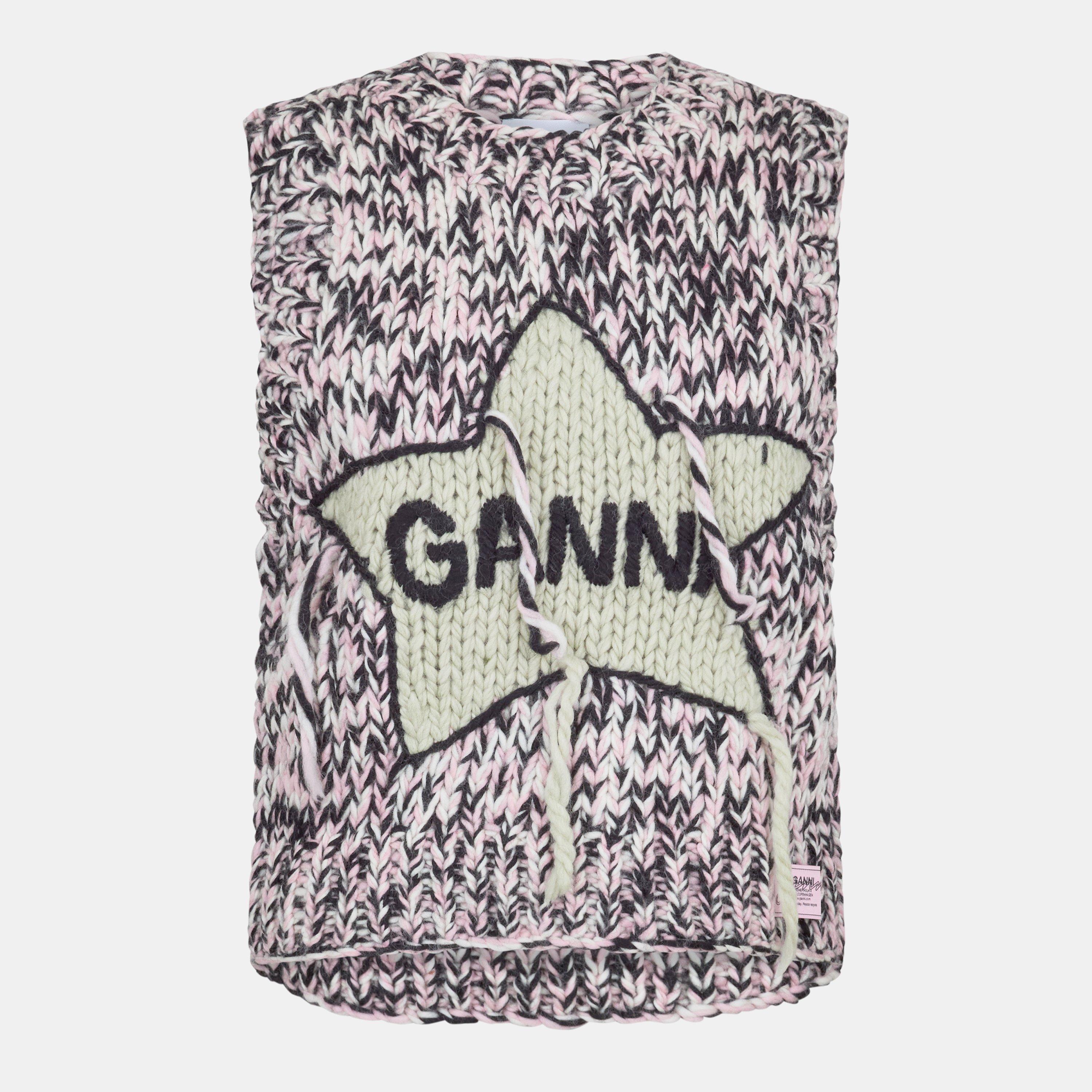 Ganni Womens Graphic Hand Knit Vest - Chalk Pink - Size 16 (42)