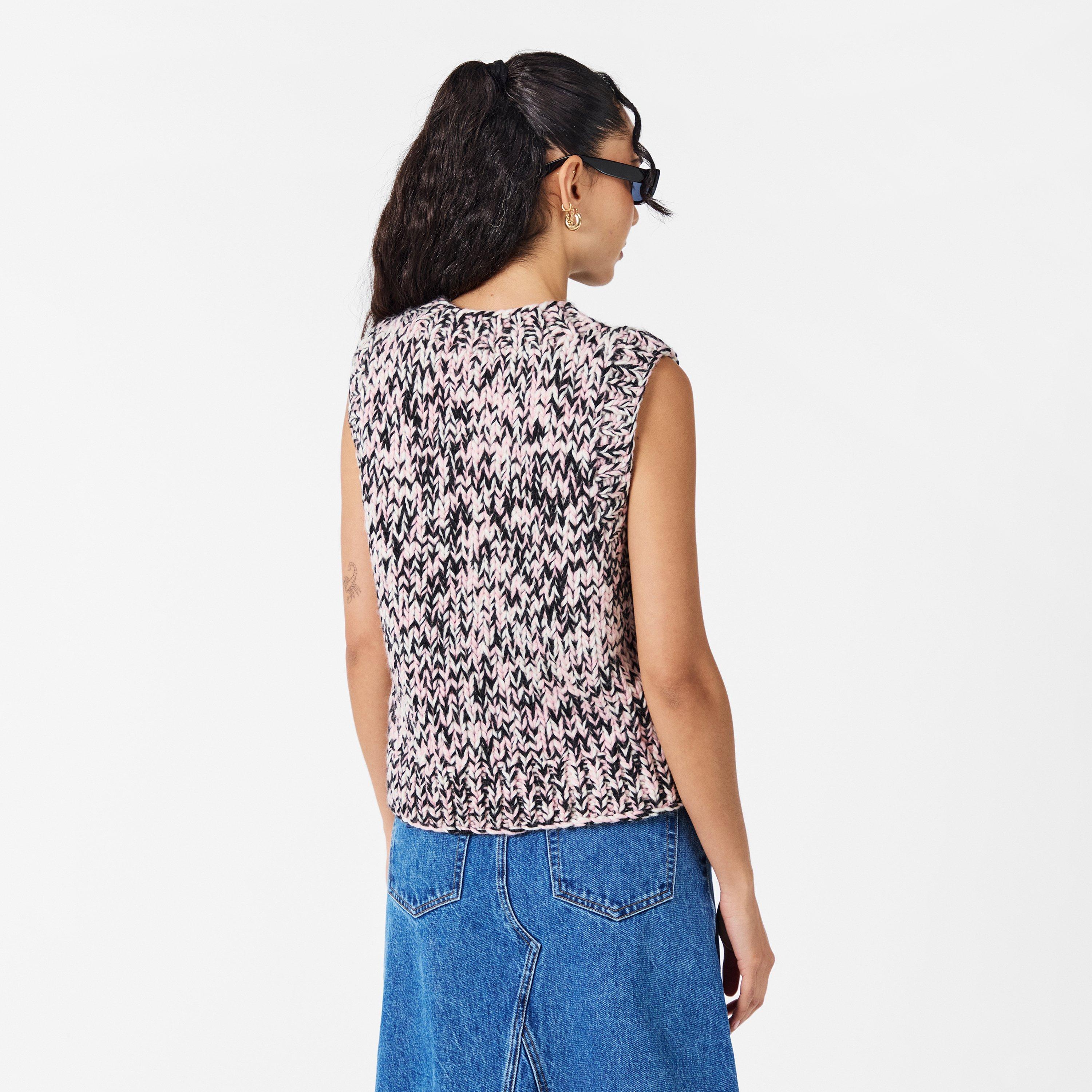 Chalk Pink - Ganni - Womens Graphic Hand Knit Vest - 4