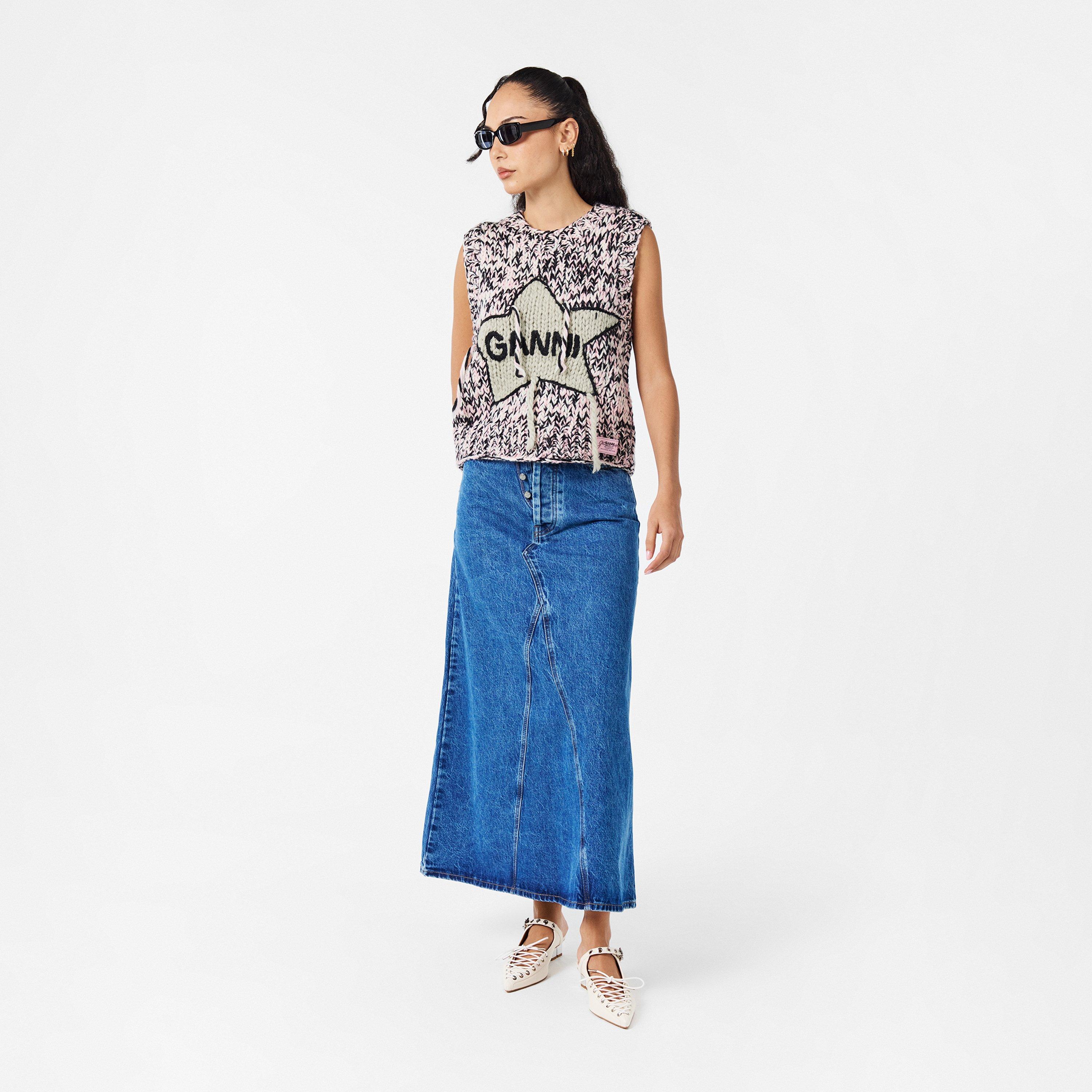 Chalk Pink - Ganni - Womens Graphic Hand Knit Vest - 6