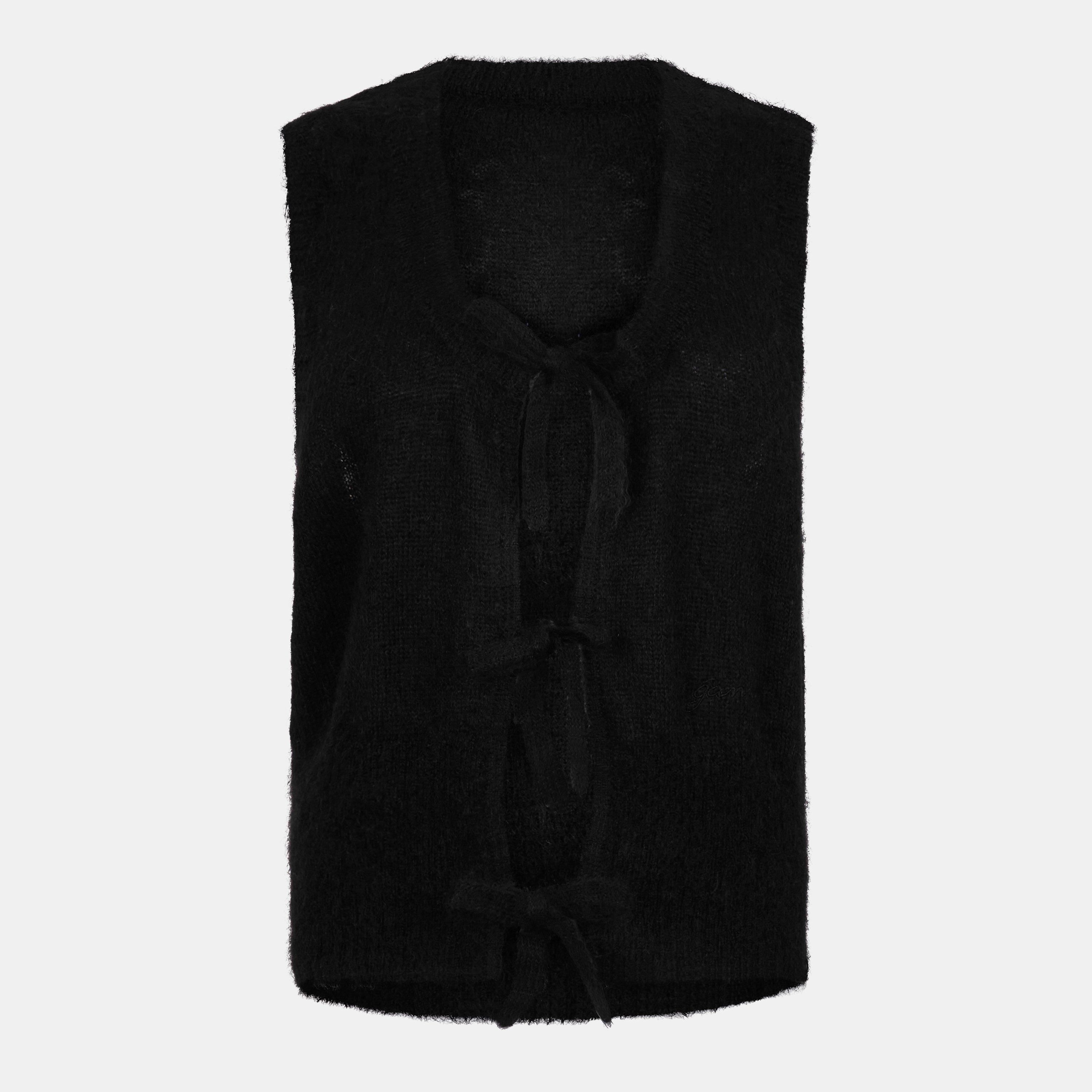 Ganni Women's Tie String Knitted Sweater Vest - Black - Size 14 (40)