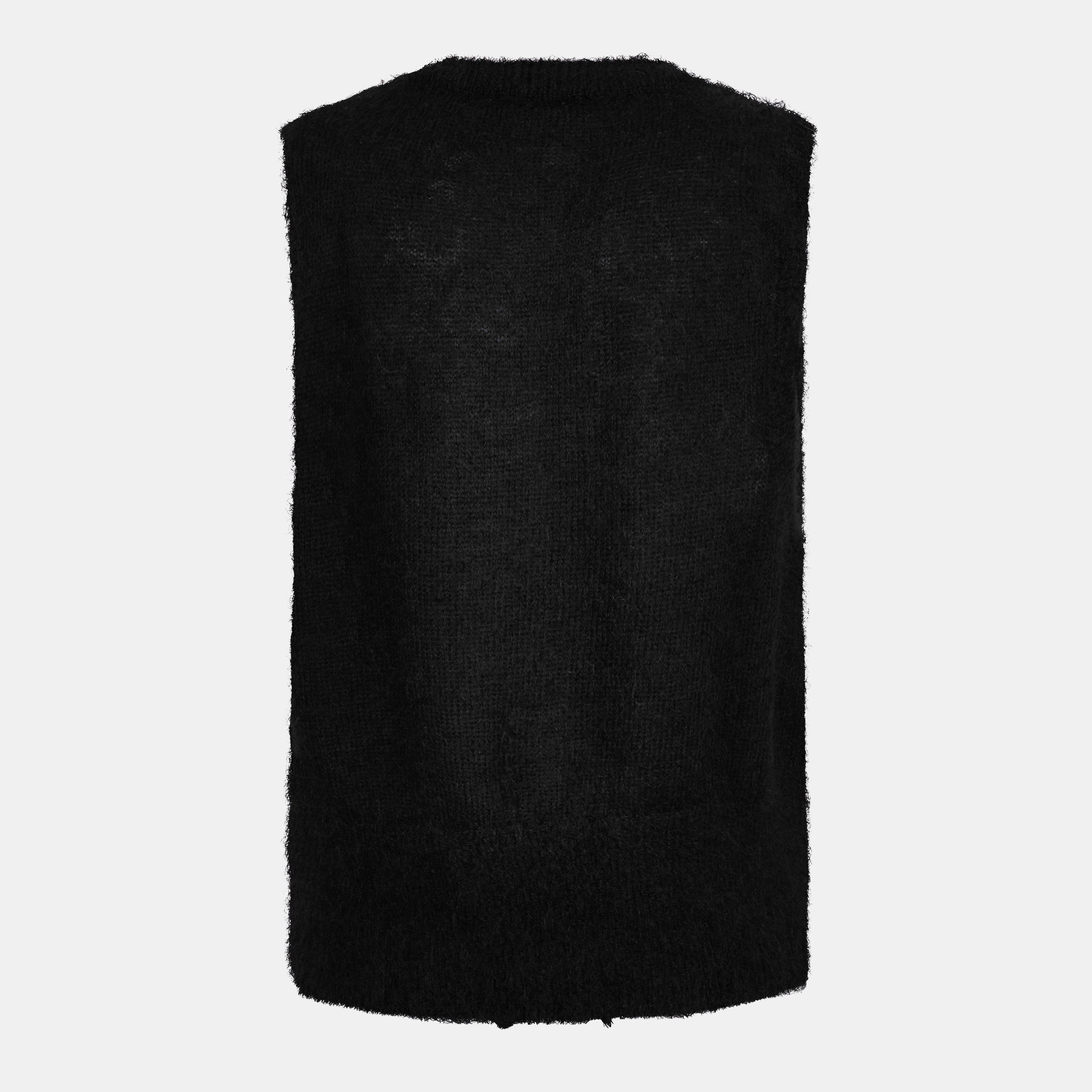 Black - Ganni - Women's Tie String Knitted Sweater Vest - 2