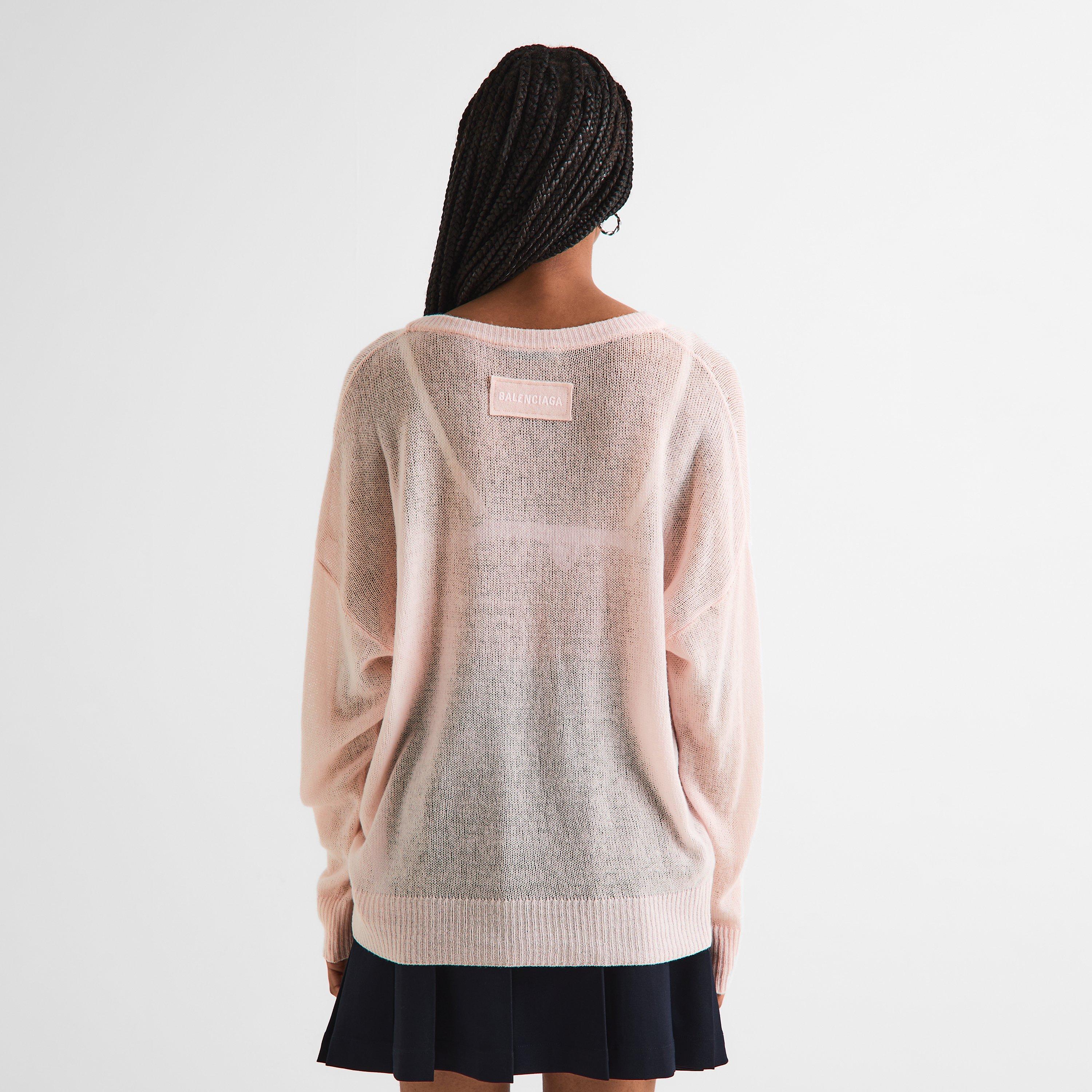 Dusty Pink - Balenciaga - Women's Crew Neck Jumper - 4