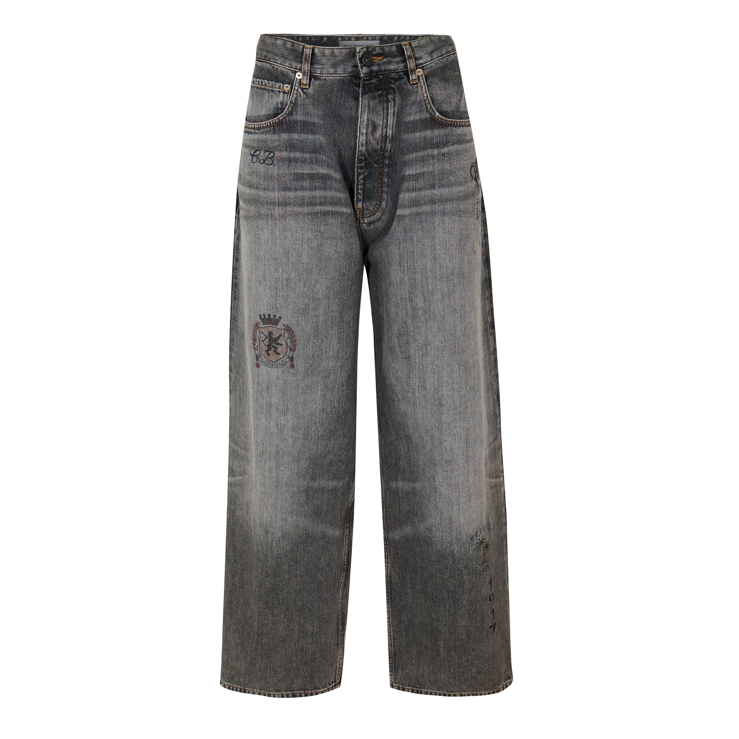 Dark Grey - Balenciaga - Men's Wide Leg Jeans - 1