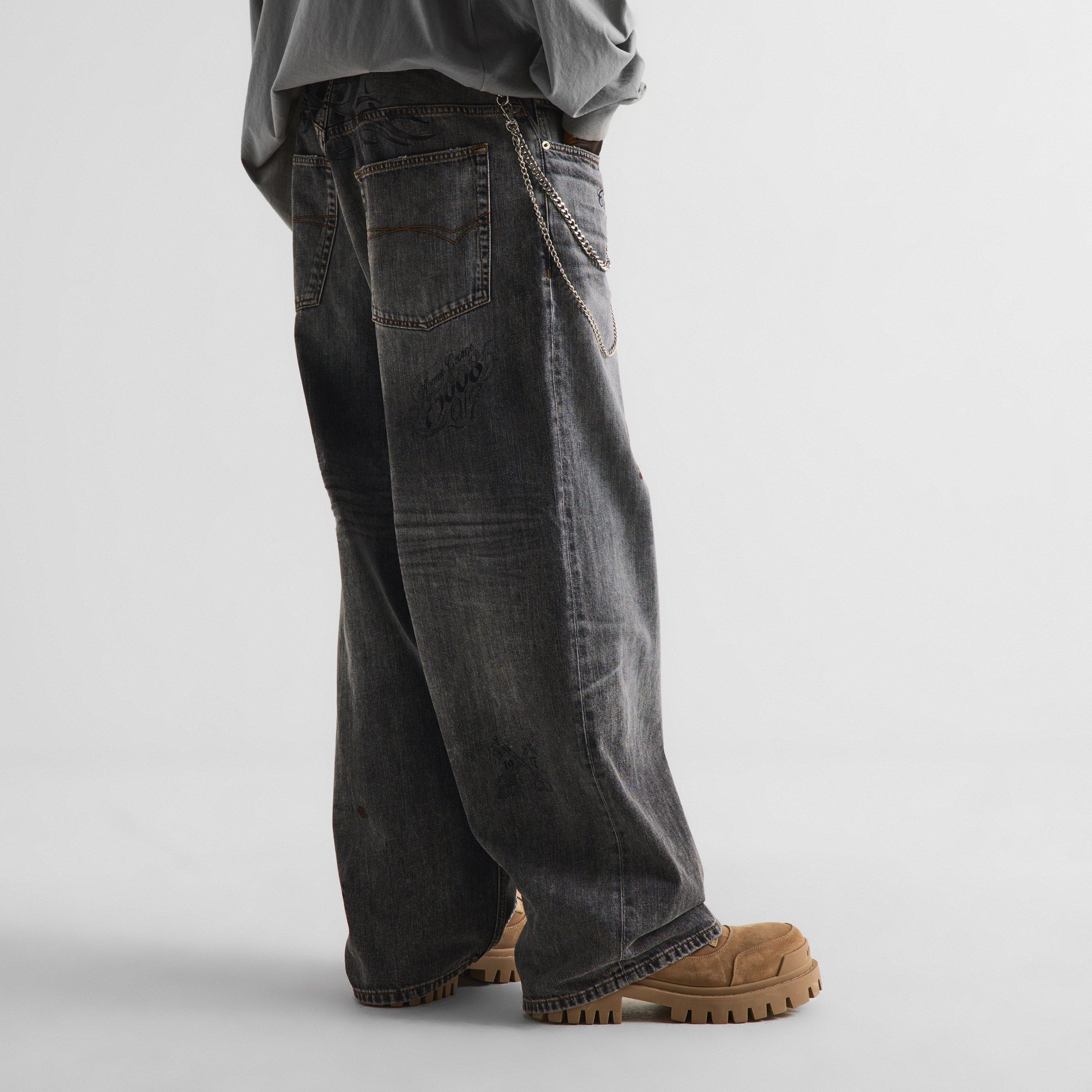 Dark Grey - Balenciaga - Men's Wide Leg Jeans - 4