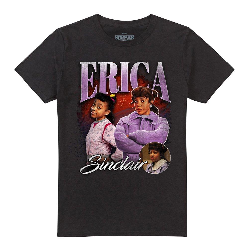 Black - Stranger Things - Stranger Things Erica Homage T-Shirt Black - 4