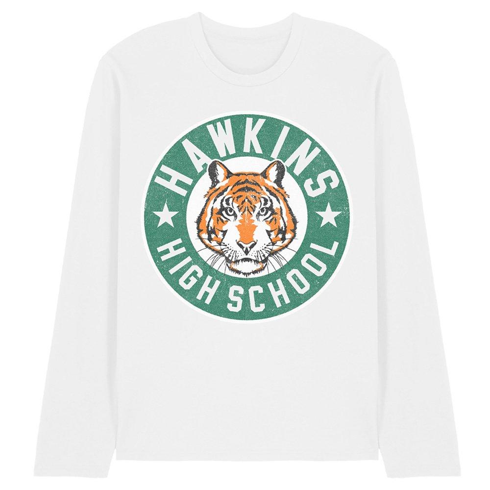 White - Stranger Things - Stranger Things Hawkins High Badge Long Sleeve T-S - 1