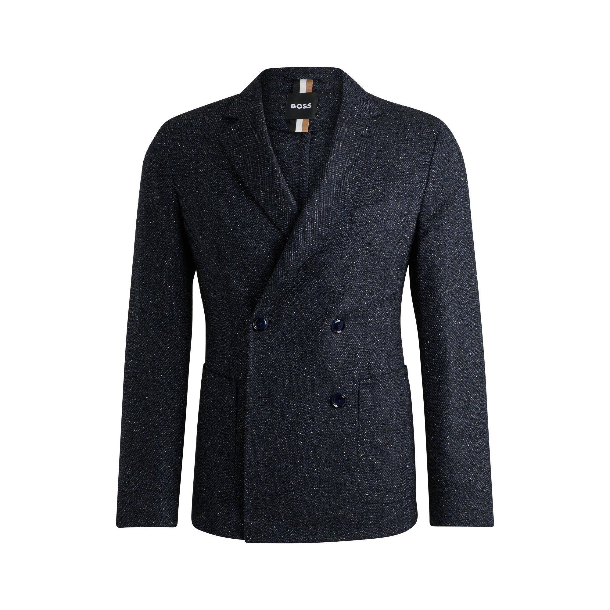 Boss Men's C Hanry Double Breasted Formal Jacket - Dark Blue - 44 (54)