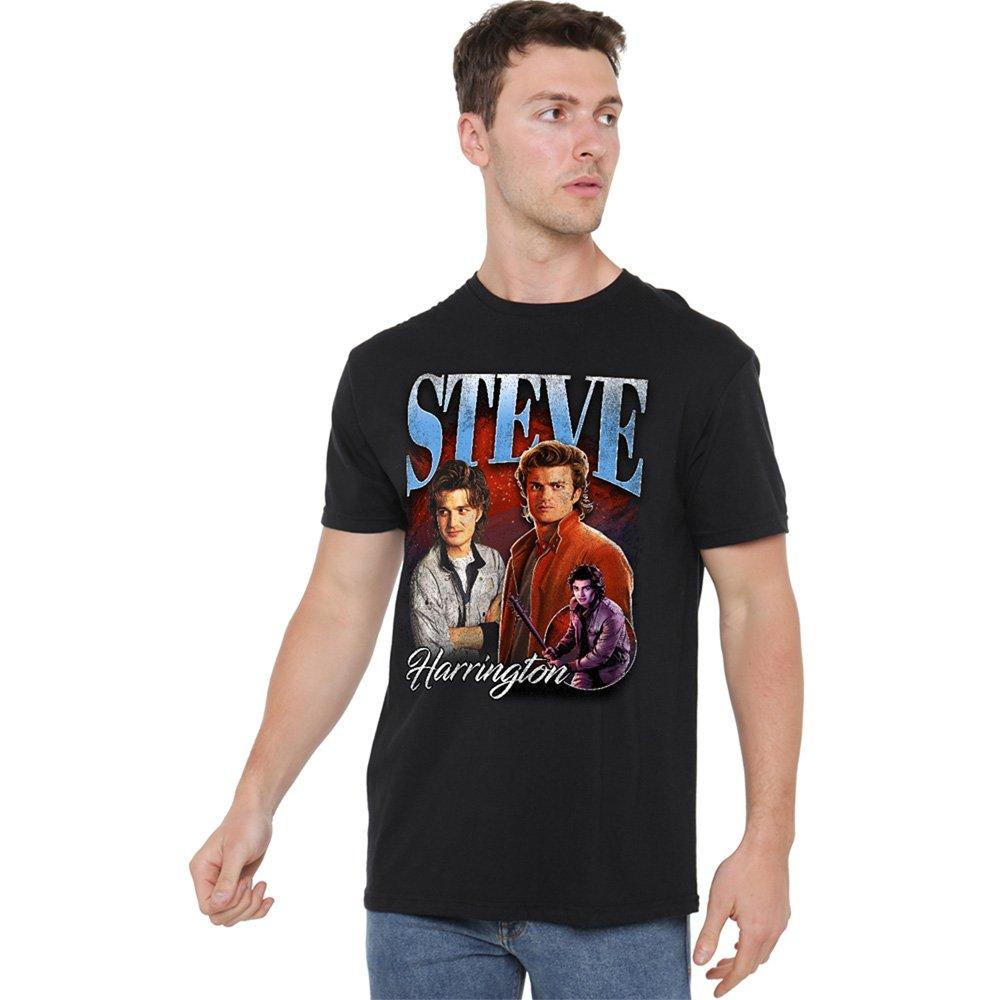 Black - Stranger Things - Stranger Things Steve Homage T-Shirt Black - 1