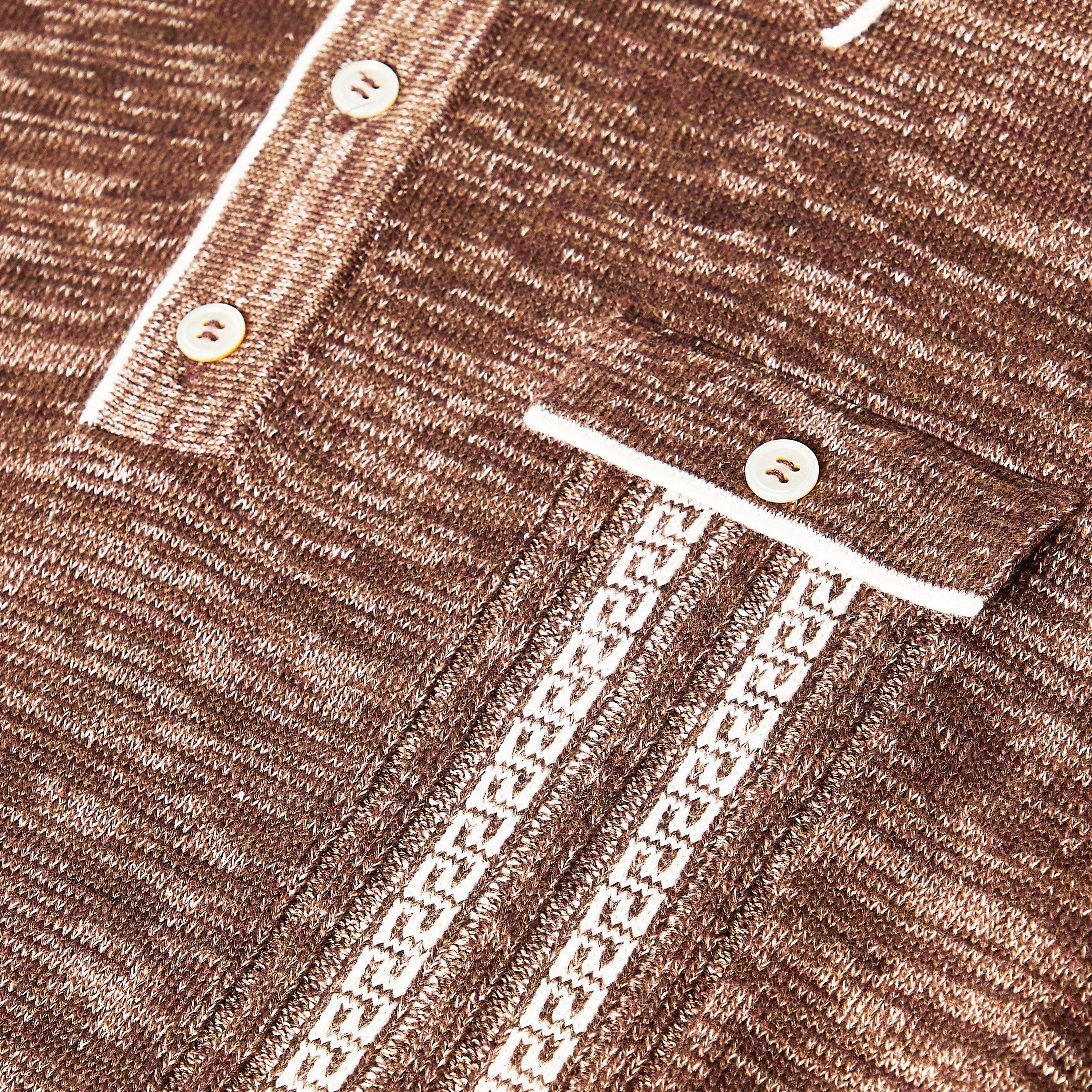 Brown - Versace - Men's Knitted Short Sleeve Polo Shirt - 3