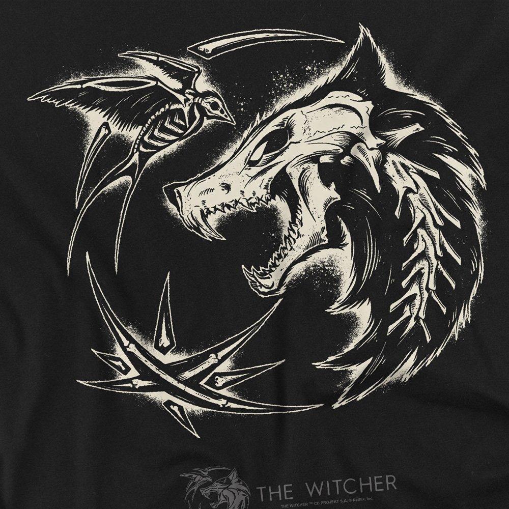 Black - The Witcher - The Witcher Bones Crest Front Back T-Shirt Black - 3