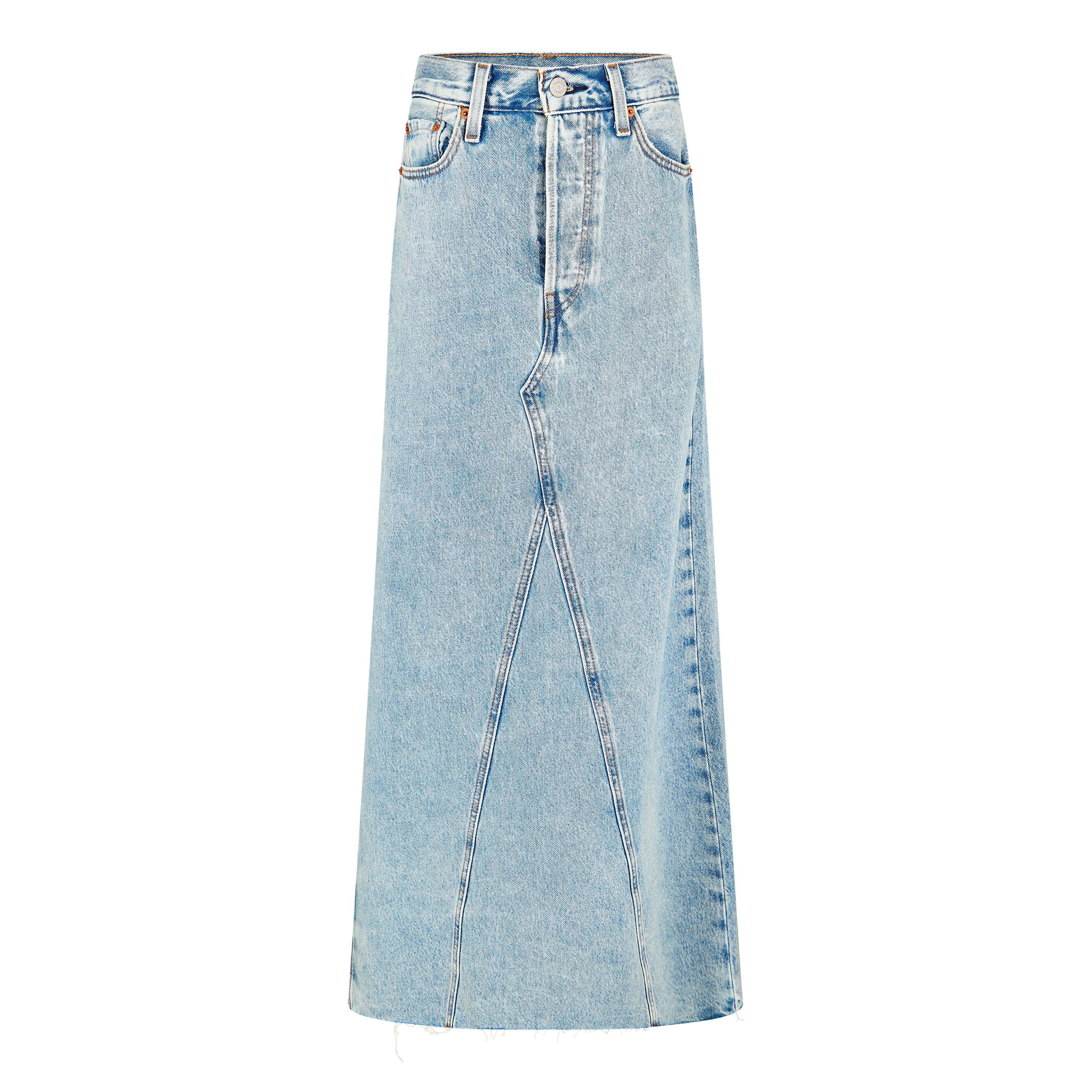 Levis Women's Iconic Long Denim Skirt - Mood Stone - 25 L32