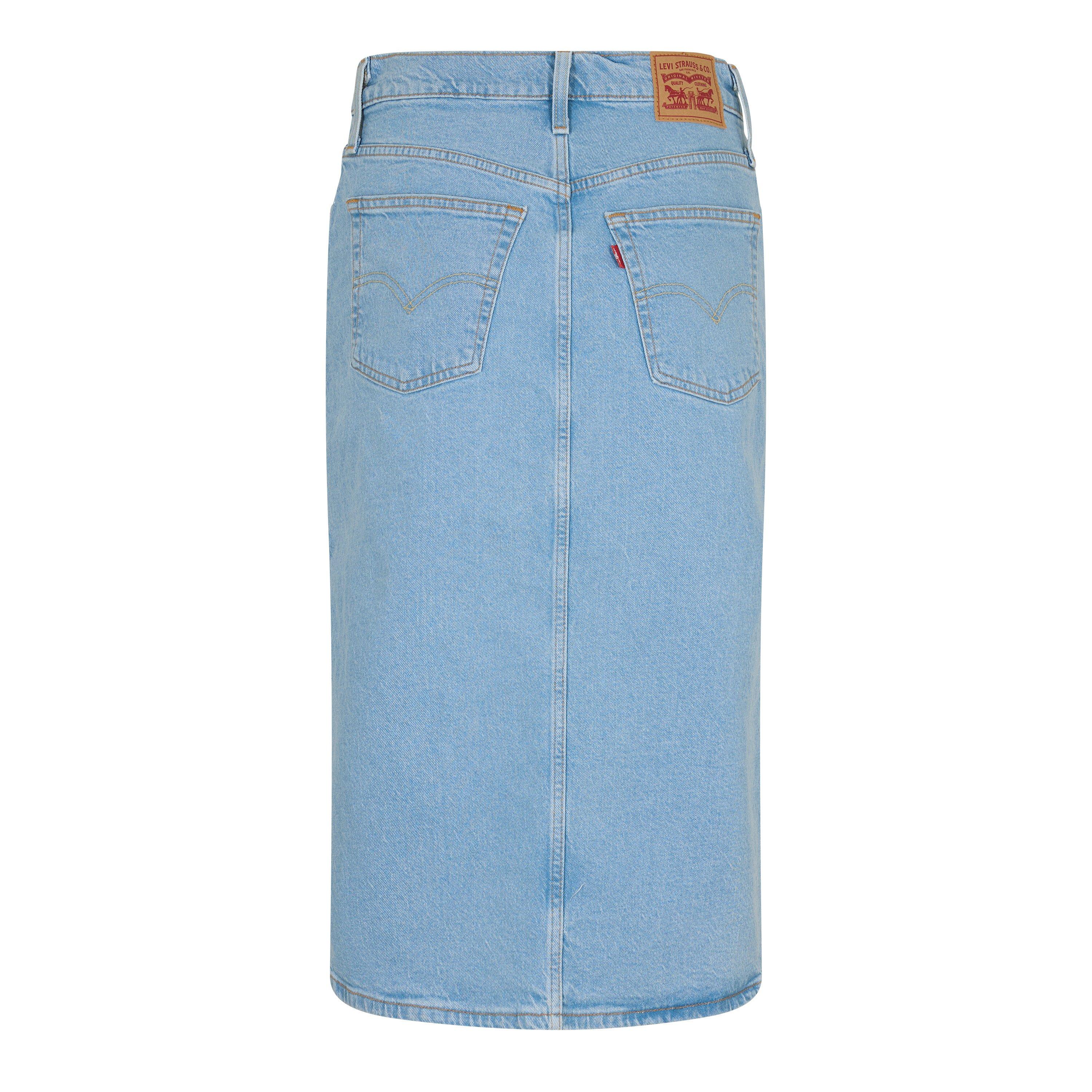 Light Stonewash - Levis - Women's Side Slit Denim Skirt - 2