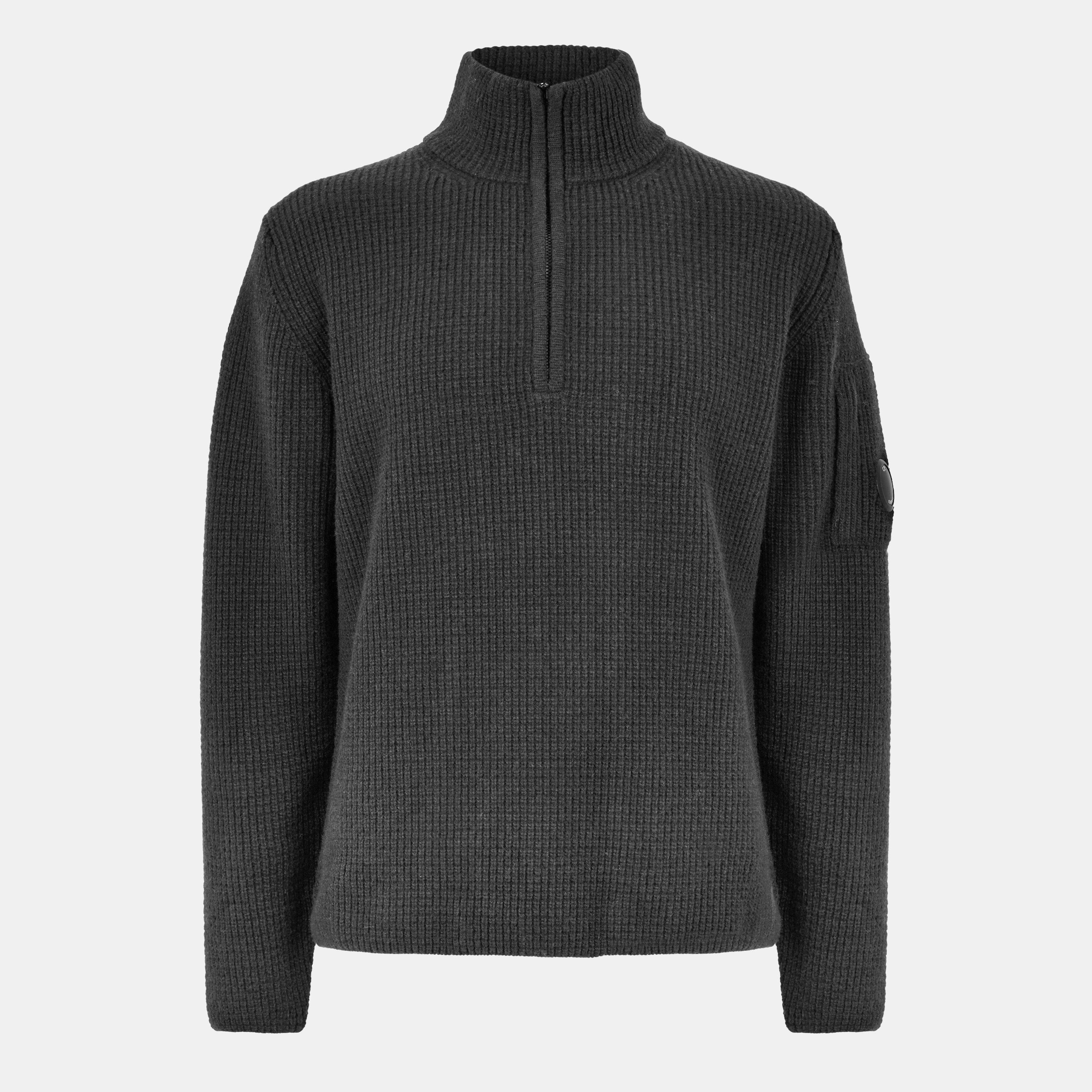 Dark Shadow 978 - CP Company - Men's Zipped Lens Quarter Zip Knitted Top - 1