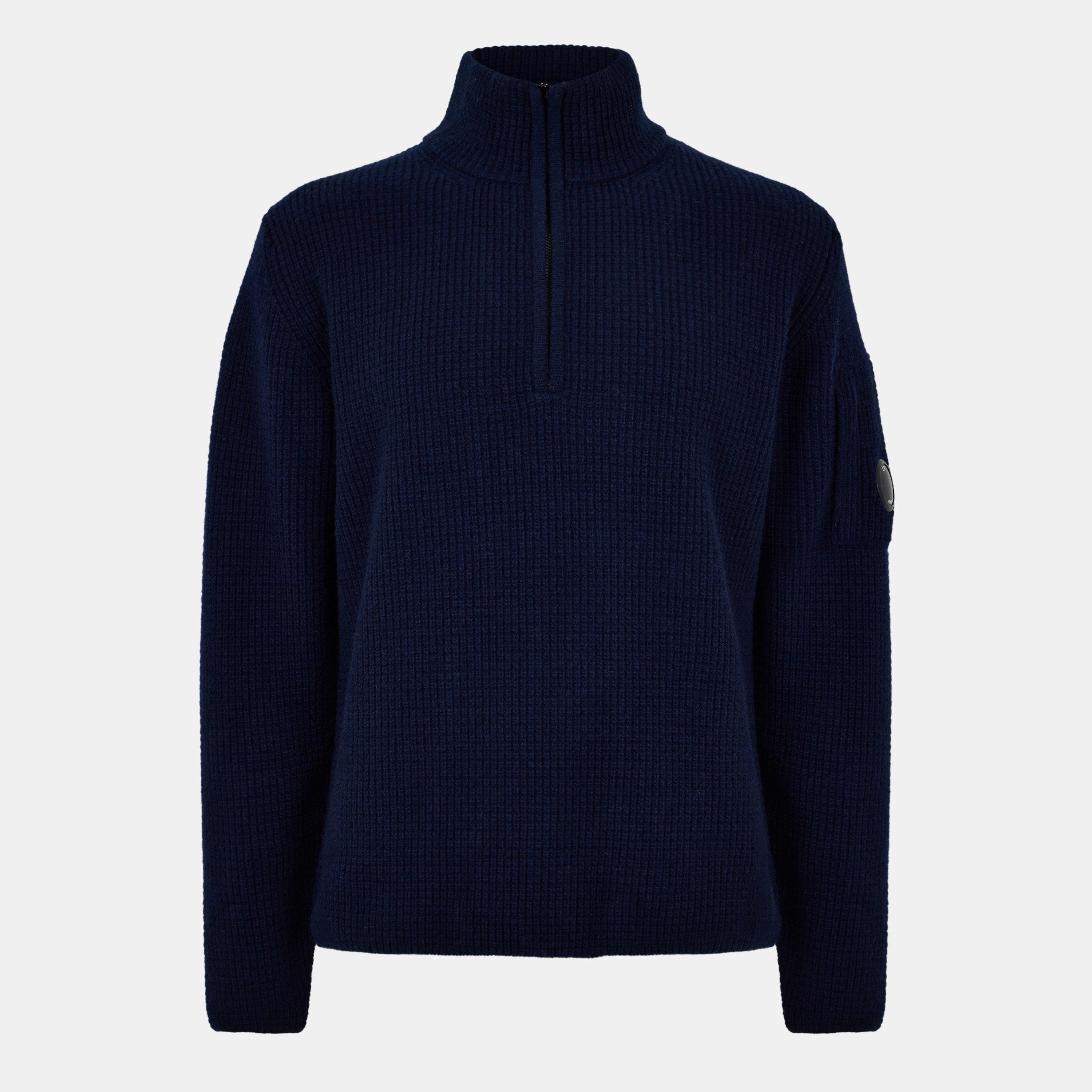Cp Company Men's Zipped Lens Quarter Zip Knitted Top - Ttl Eclipse 888 - XL (52)