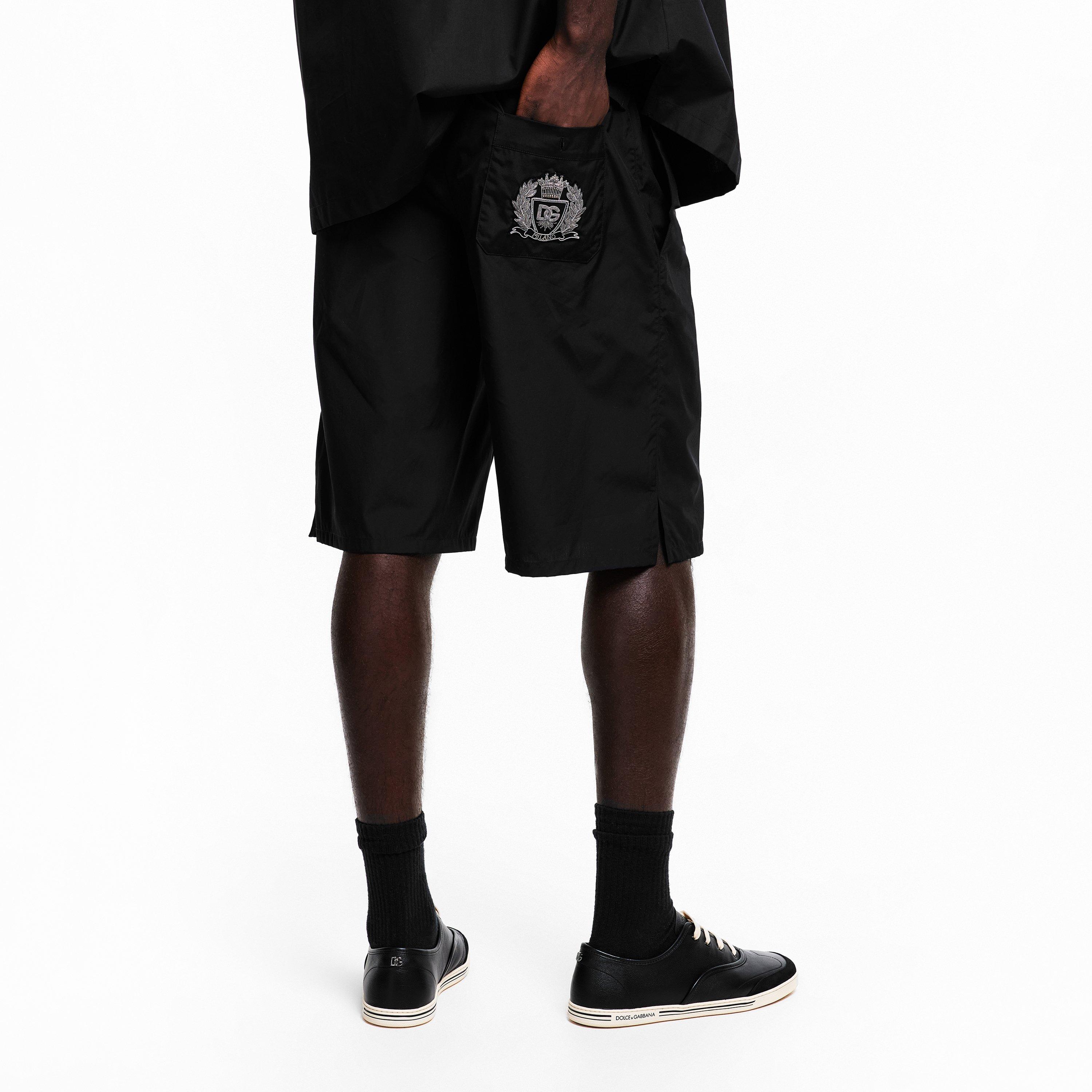 Black - Dolce and Gabbana - Men's Linen Woven Tracksuit Shorts - 4