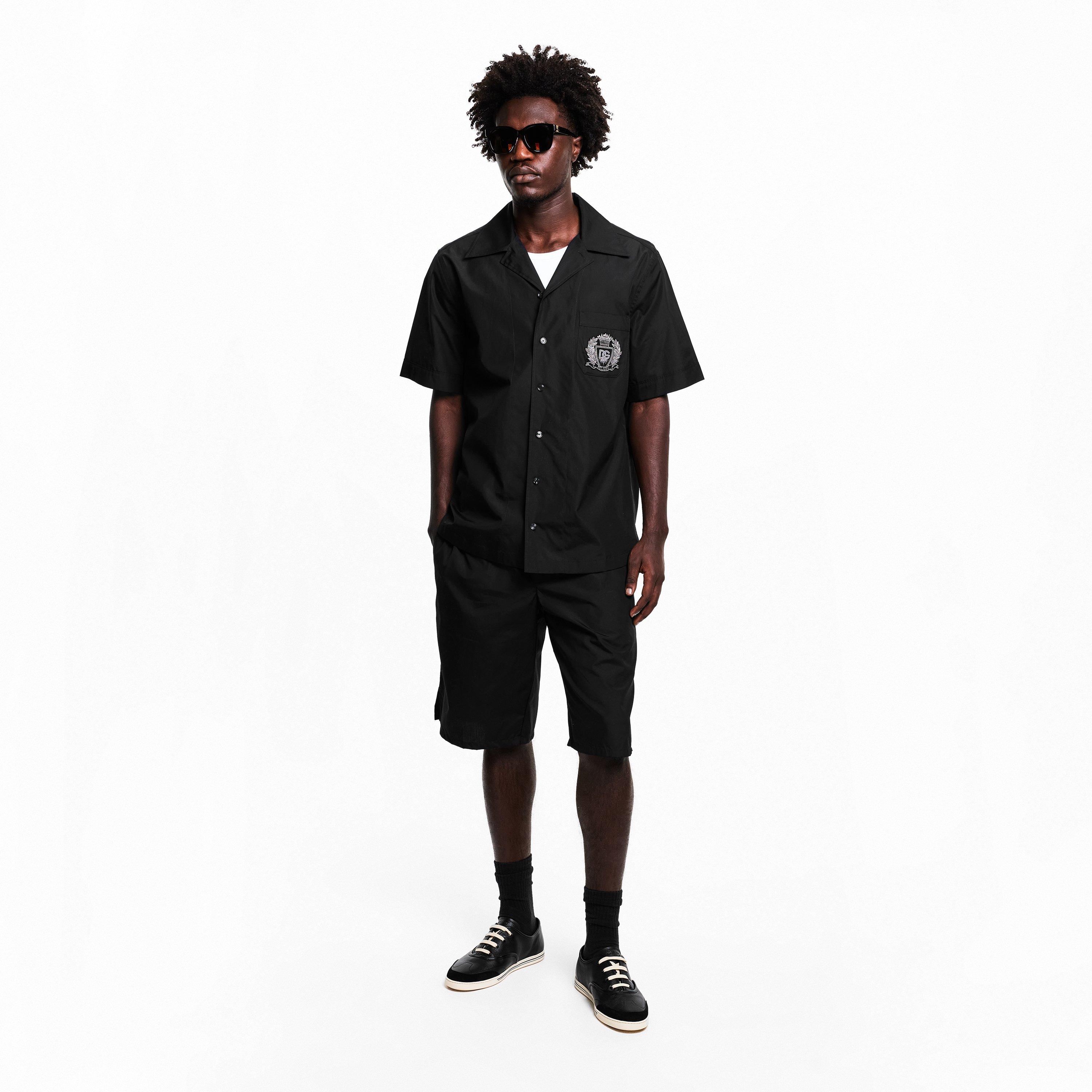 Black - Dolce and Gabbana - Men's Linen Woven Tracksuit Shorts - 6