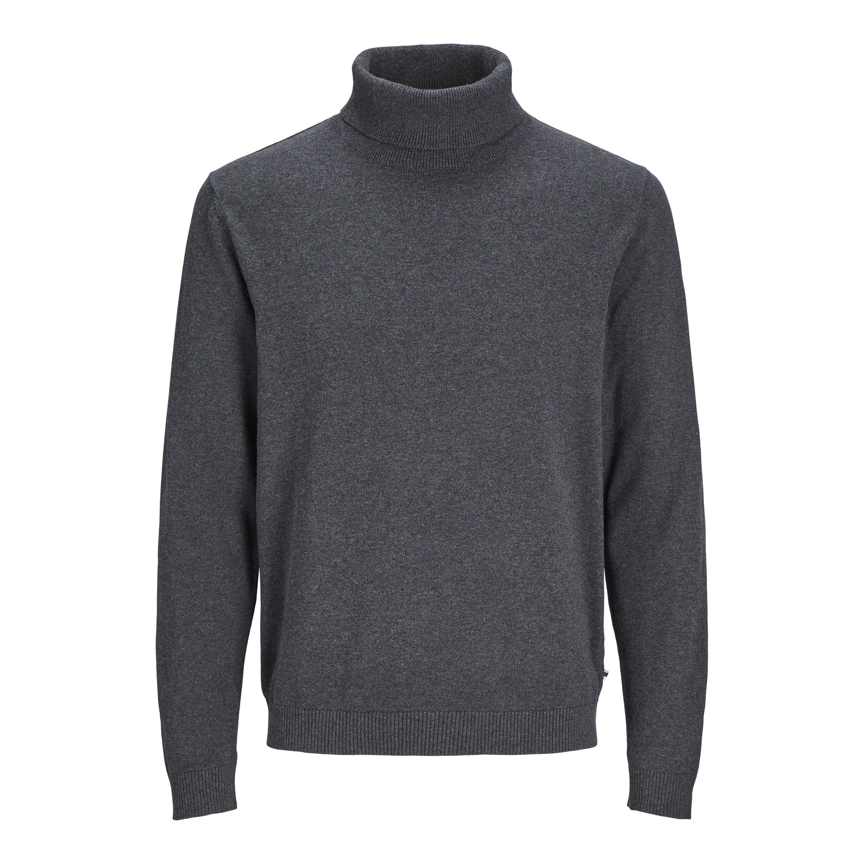Jack And Jones Men's Roll Neck Knitted Jumper - Dk Grey Melange - XL