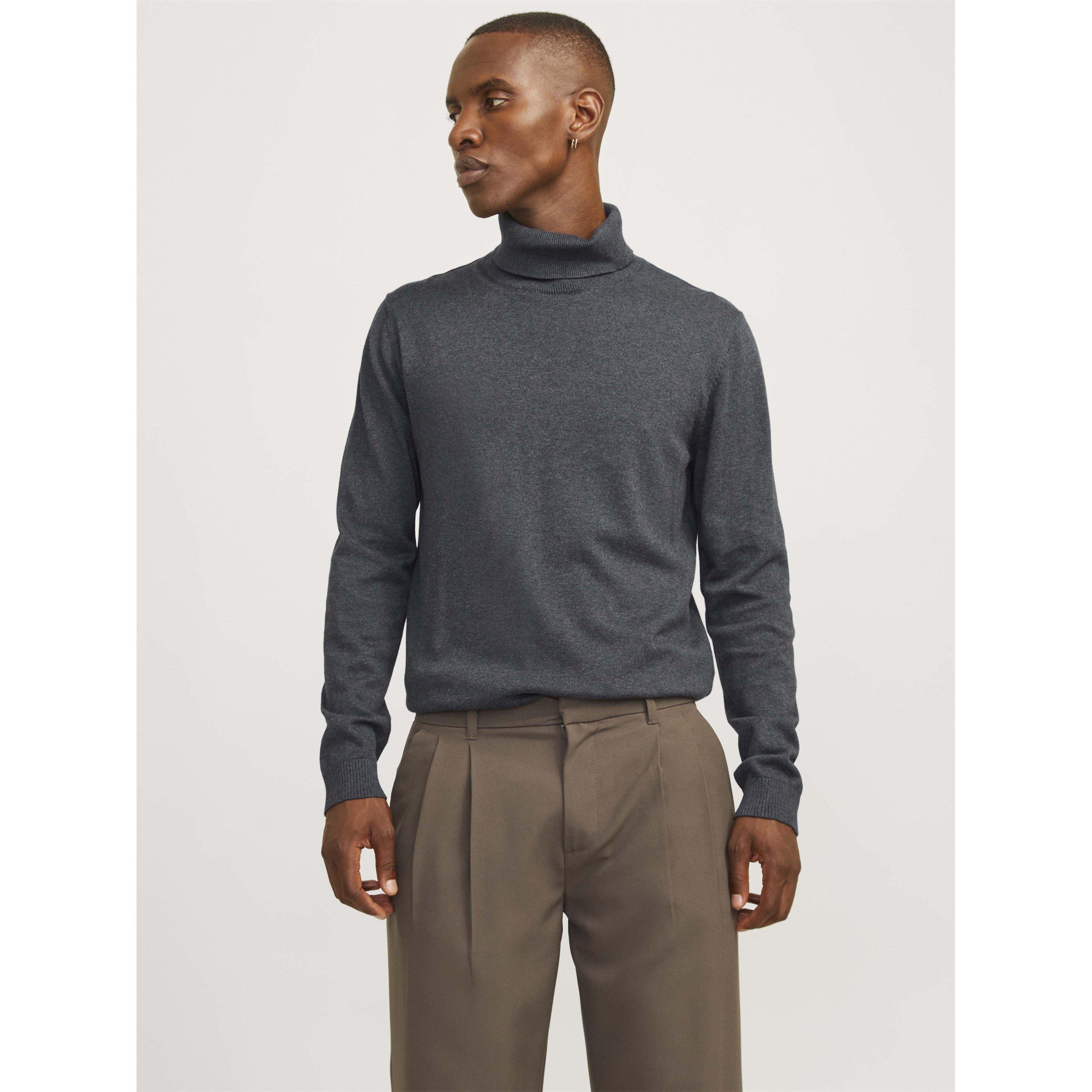 Dk Grey Melange - Jack and Jones - Men's Roll Neck Knitted Jumper - 3