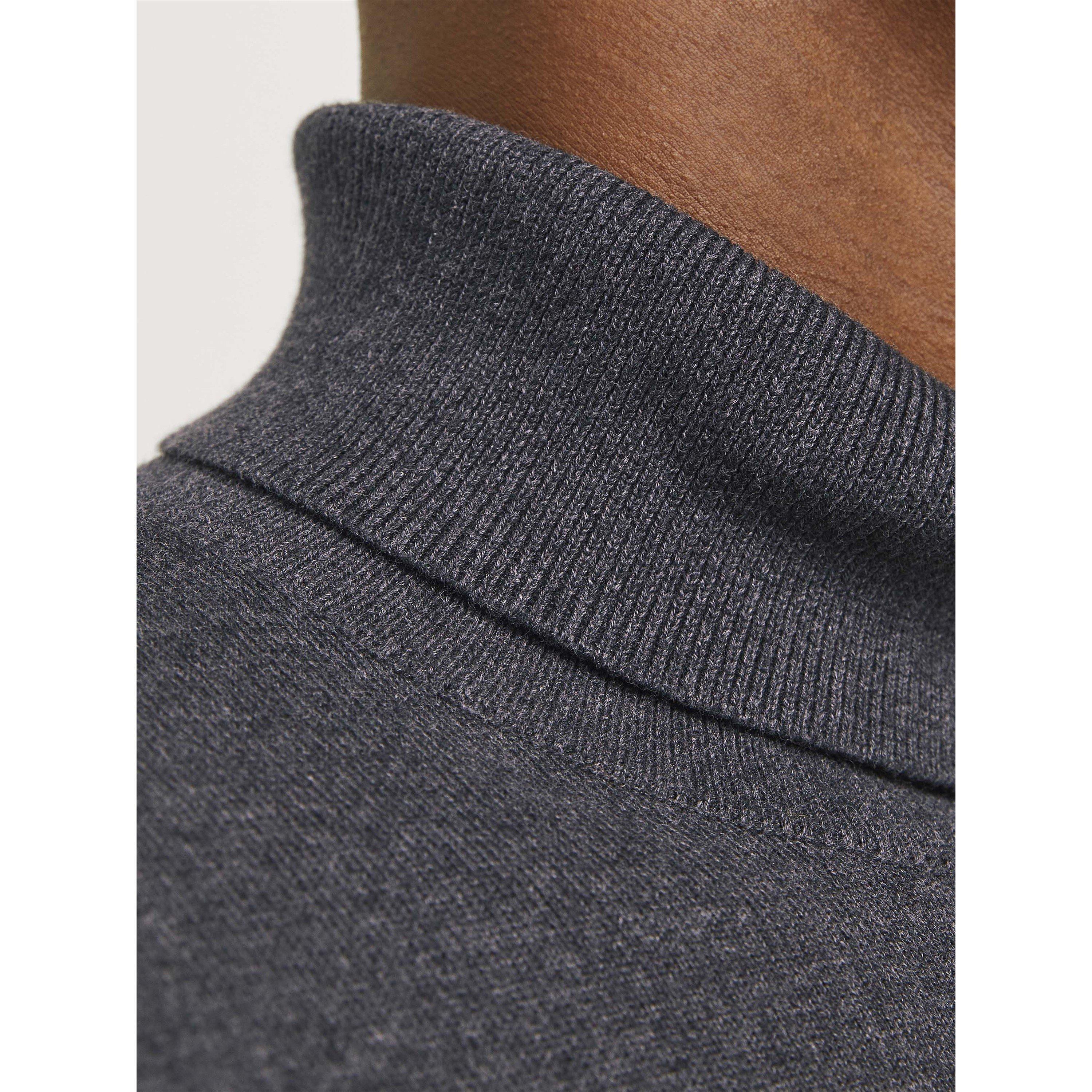 Dk Grey Melange - Jack and Jones - Men's Roll Neck Knitted Jumper - 5