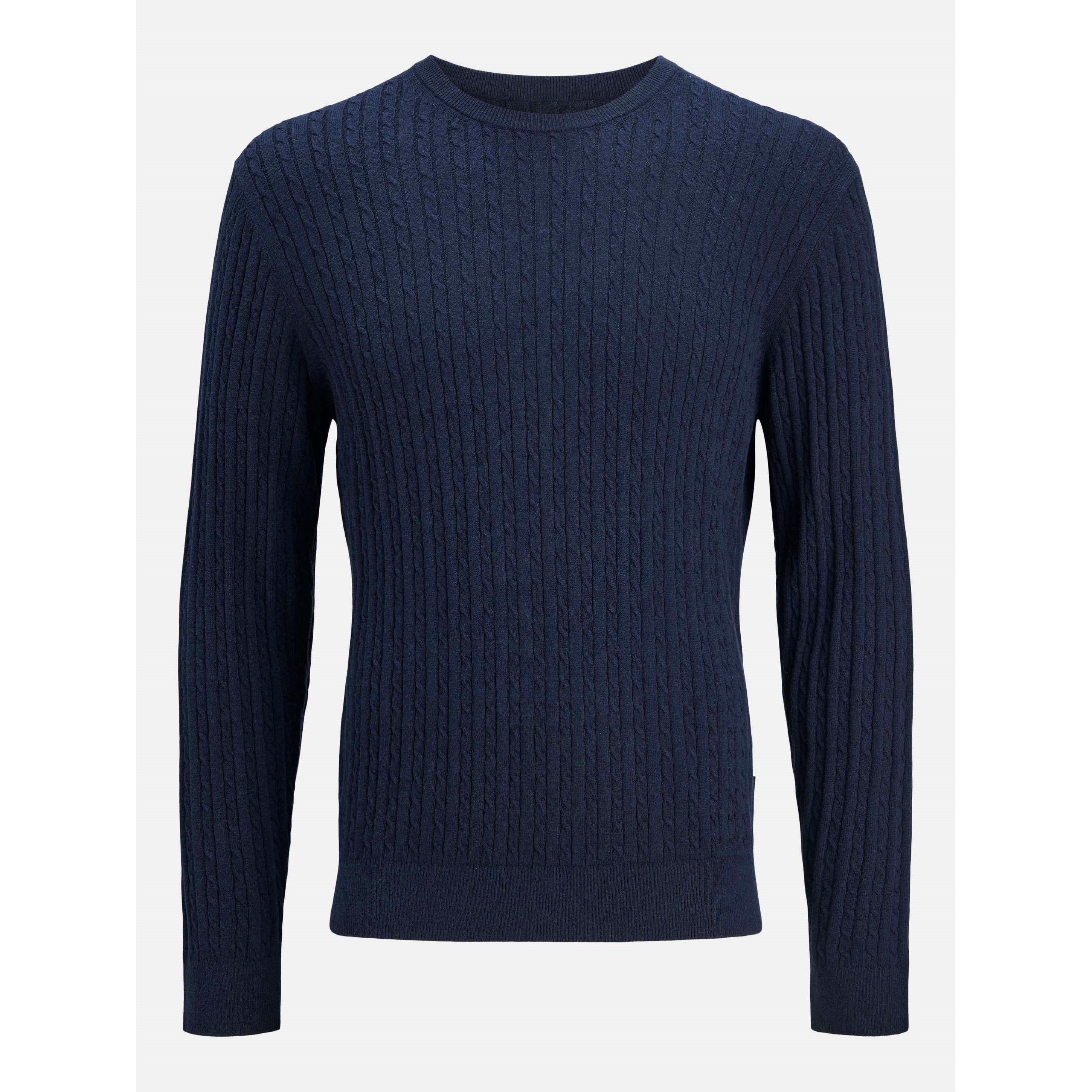 Jack And Jones Men's Emil Cable Knit Jumper - Navy Blazer - 2XL