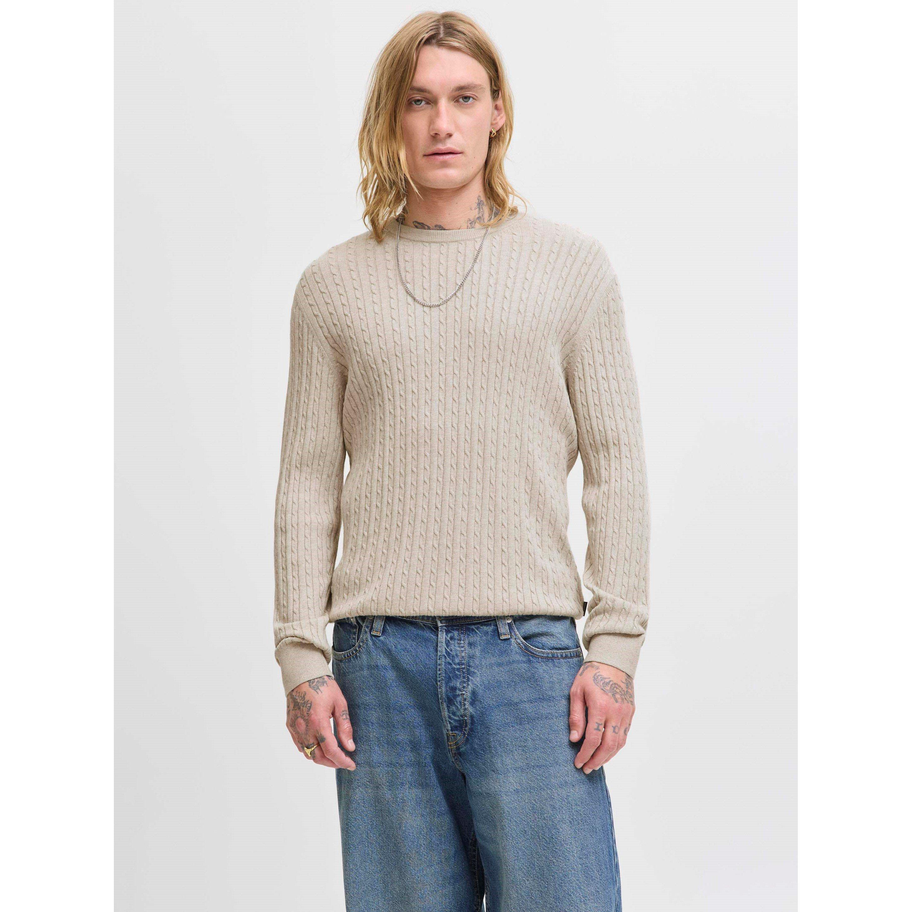 Oatmeal - Jack and Jones - Emil Cable Knit Jumper Mens - 2