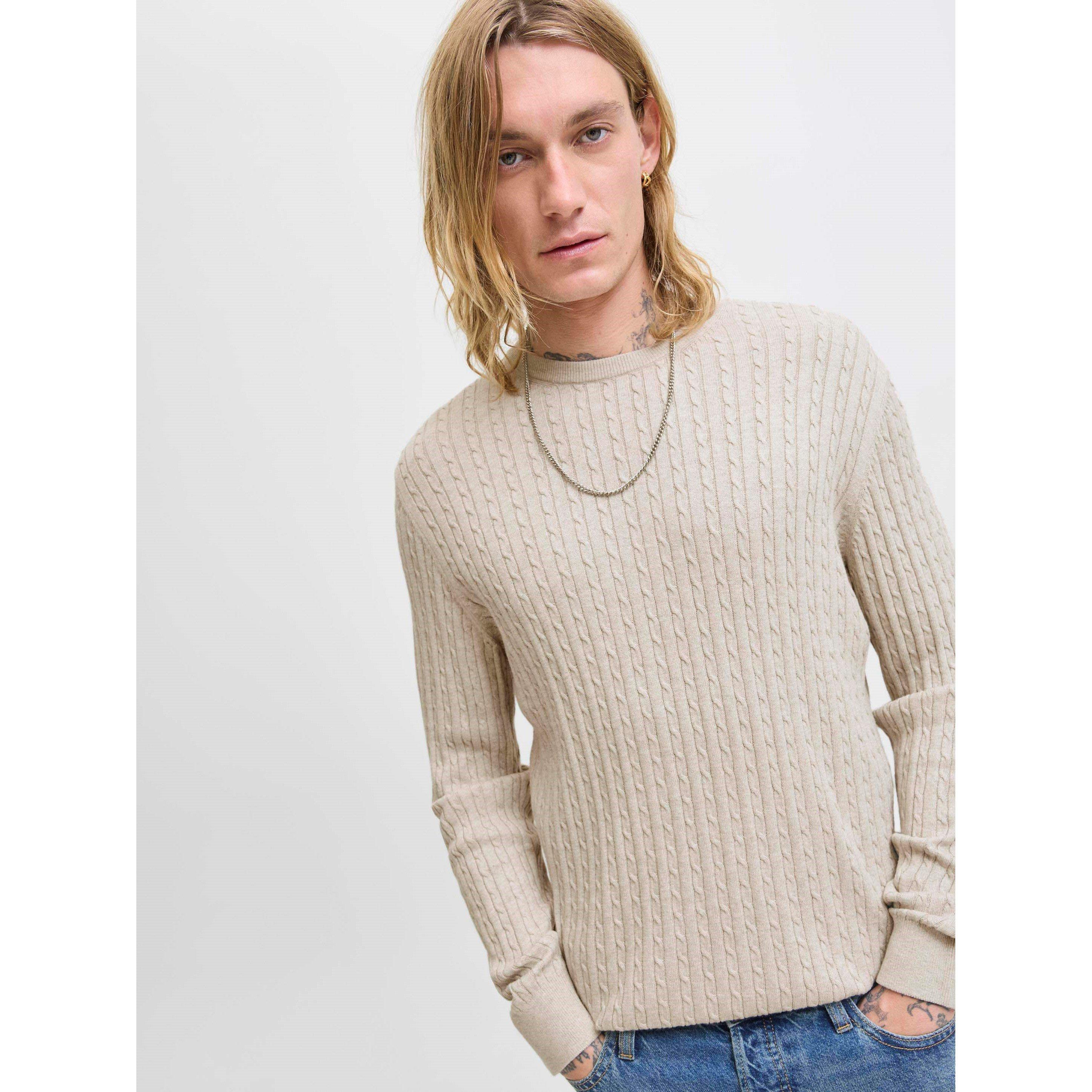 Oatmeal - Jack and Jones - Emil Cable Knit Jumper Mens - 6