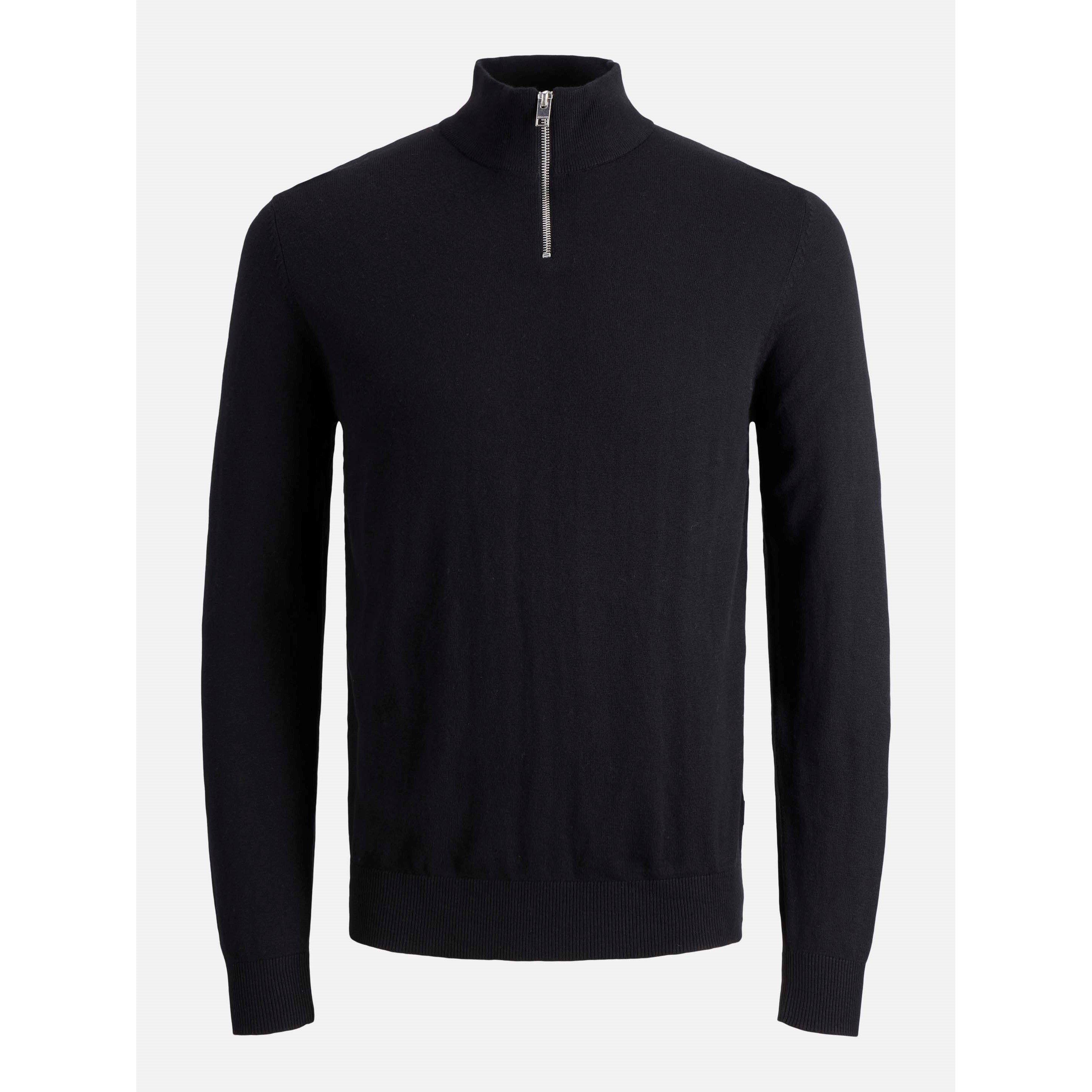 Jack And Jones Men's Emil Half Zip Knitted Top - Black - 2XL