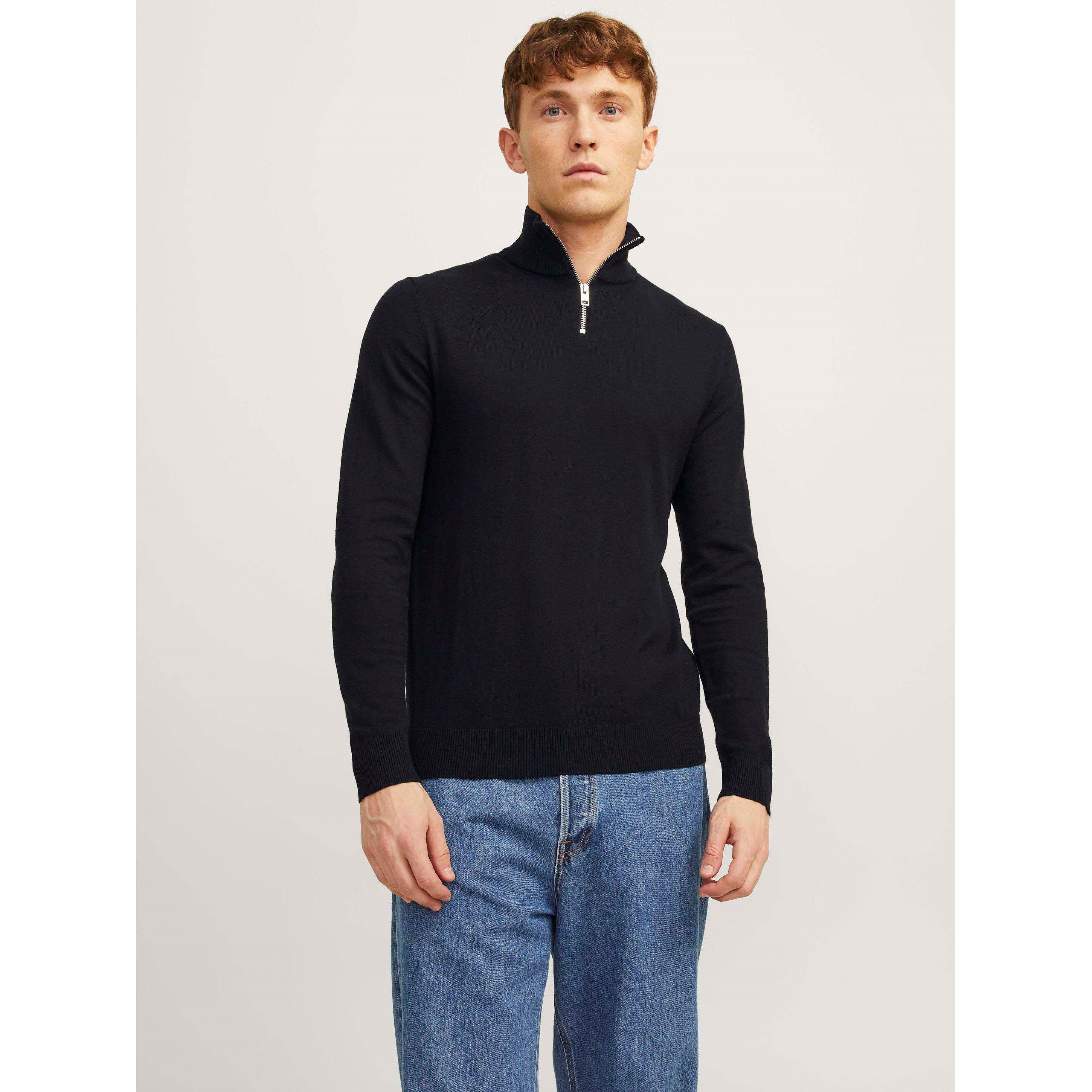 Black - Jack and Jones - Emil Half Zip Knitted Top Mens - 2