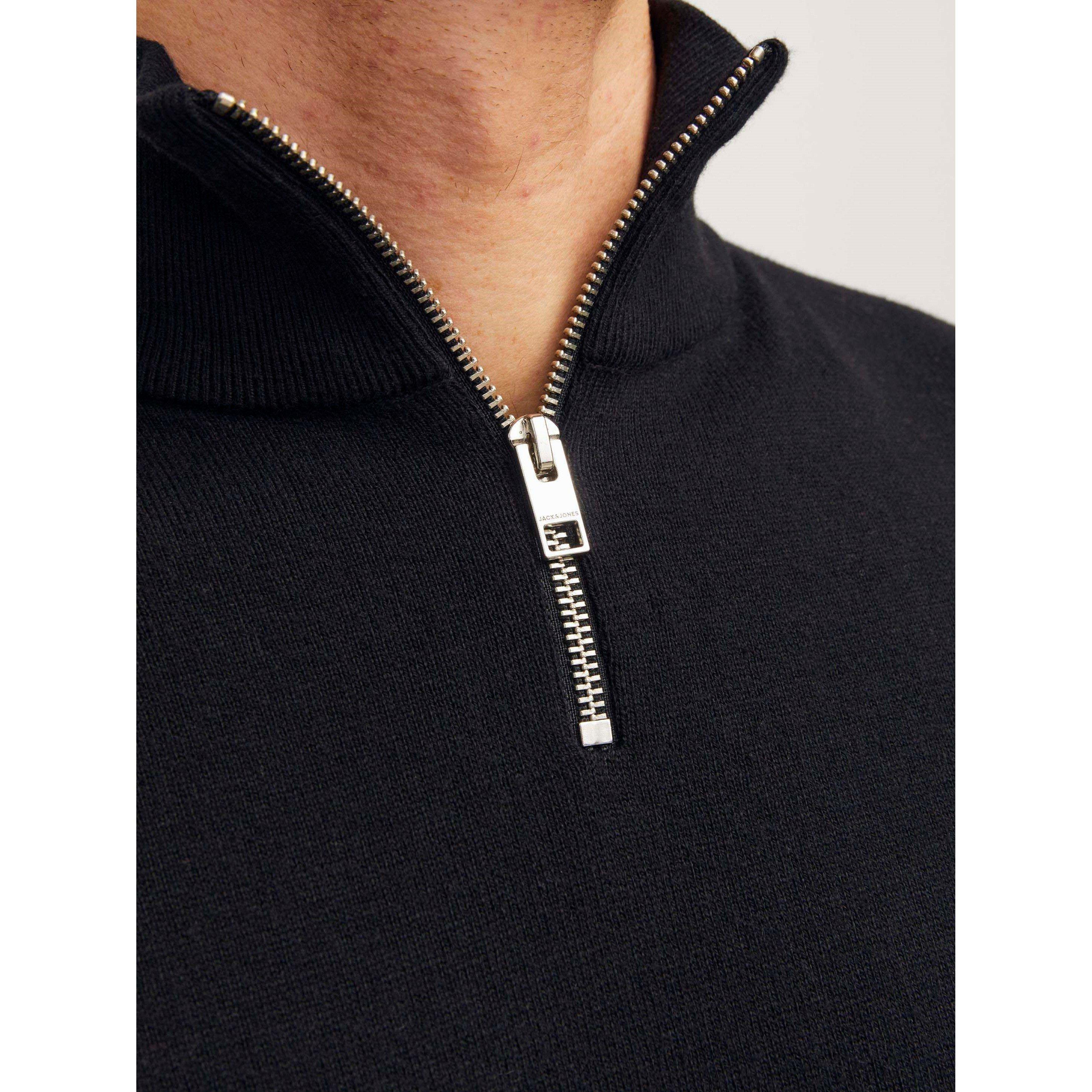 Black - Jack and Jones - Emil Half Zip Knitted Top Mens - 4