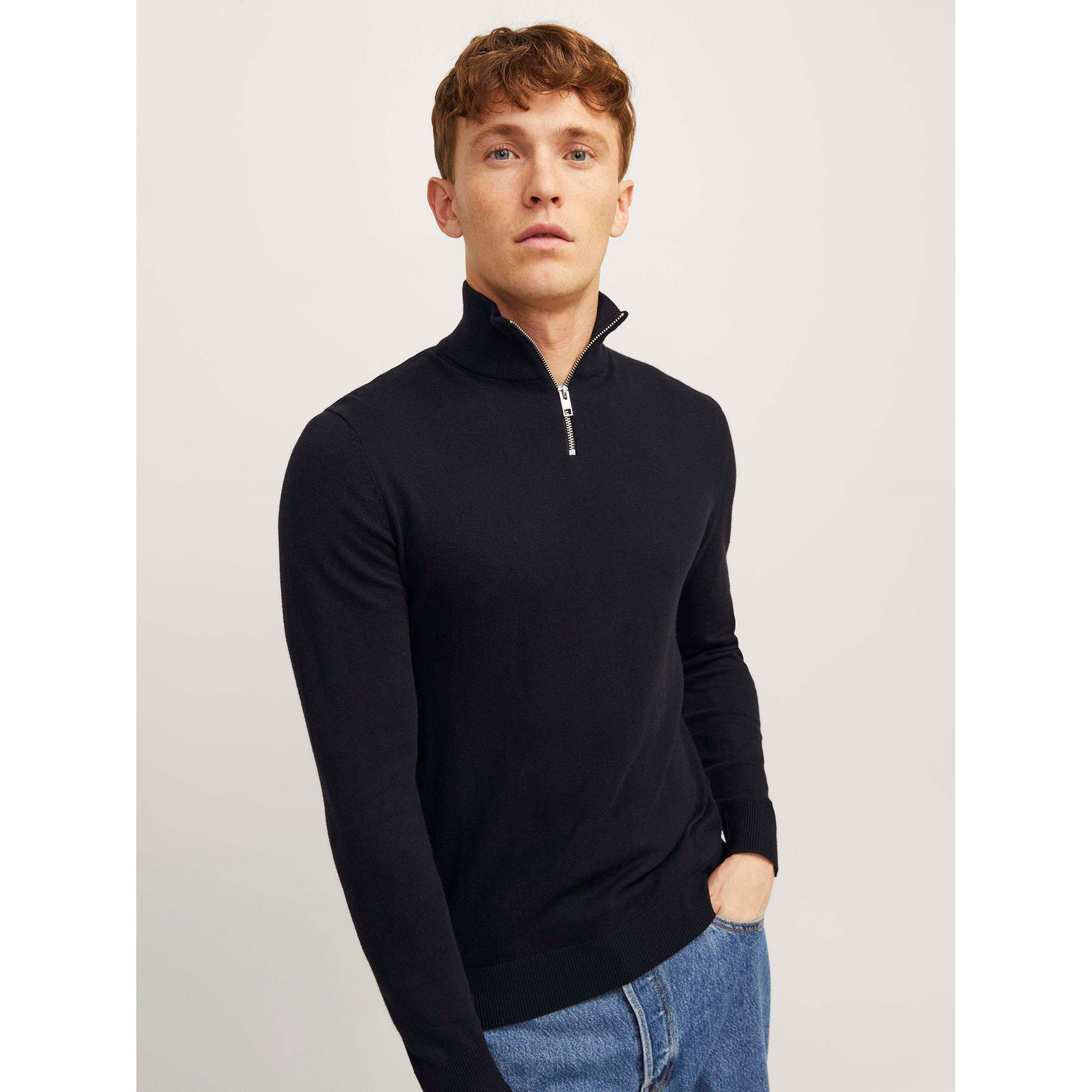 Black - Jack and Jones - Emil Half Zip Knitted Top Mens - 6