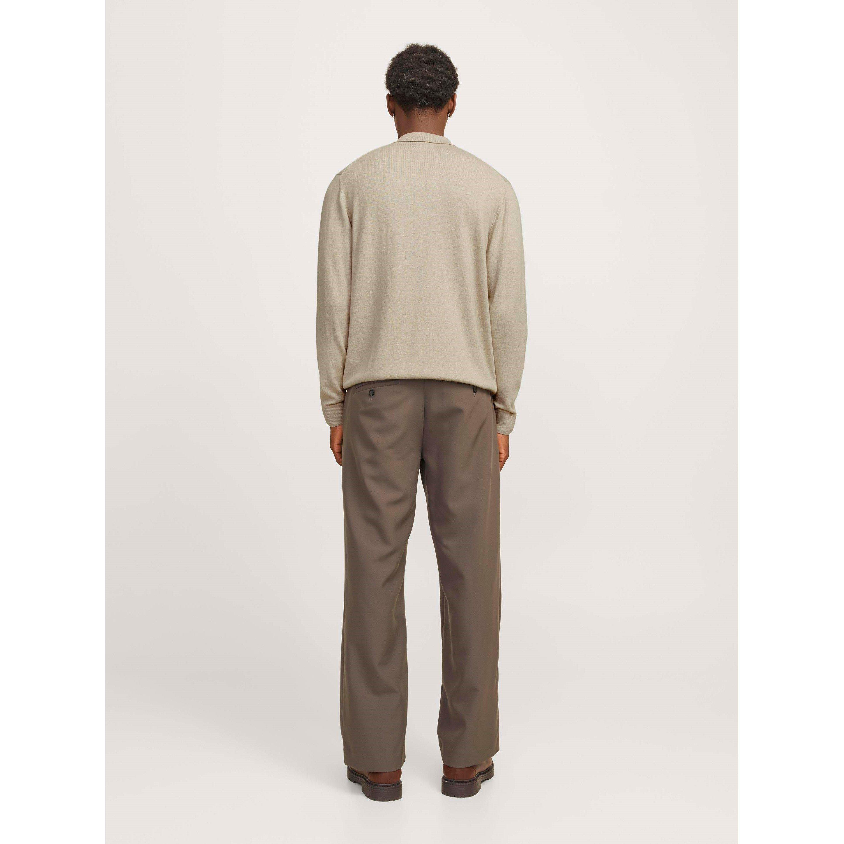 Oatmeal - Jack and Jones - Emil Half Zip Knitted Polo Mens - 3