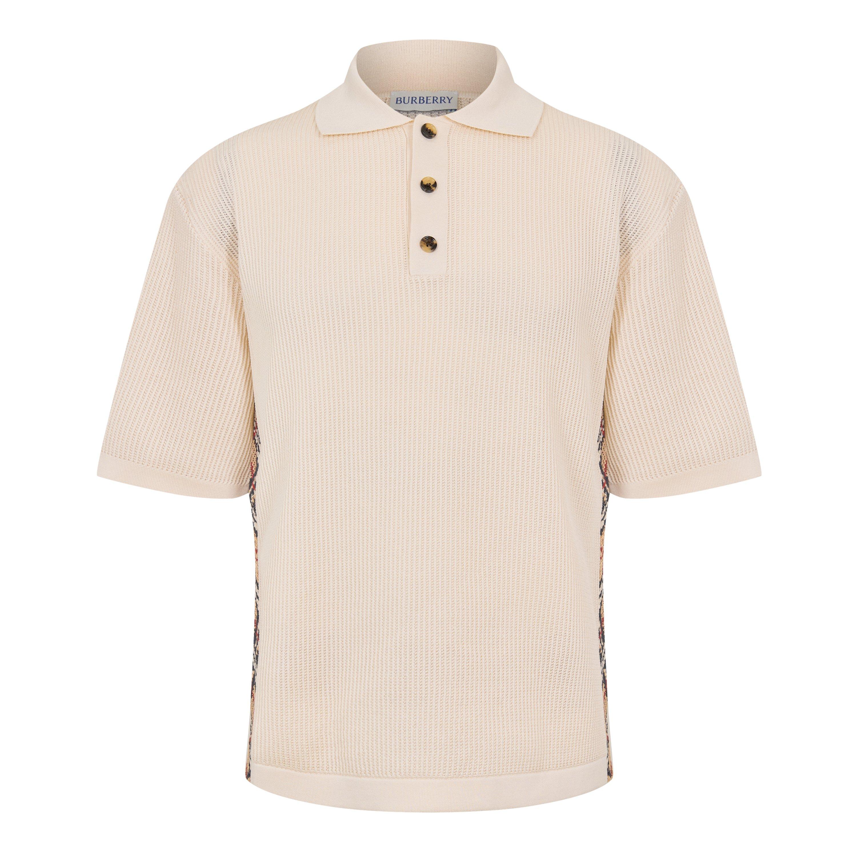 Burberry Men's Knitted Short Sleeve Polo Shirt - Beige - XL